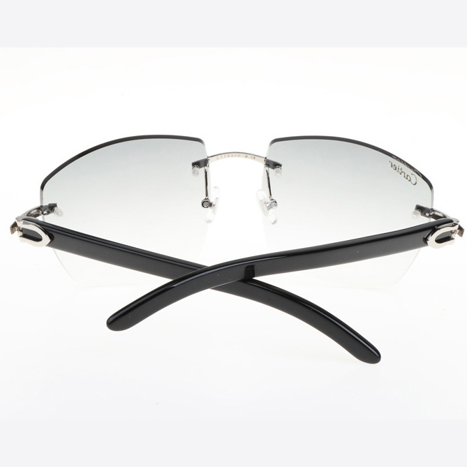 Cartier CT 4189706 Black Buffalo Sunglasses In Silver Gradient Grey - FashionPlug