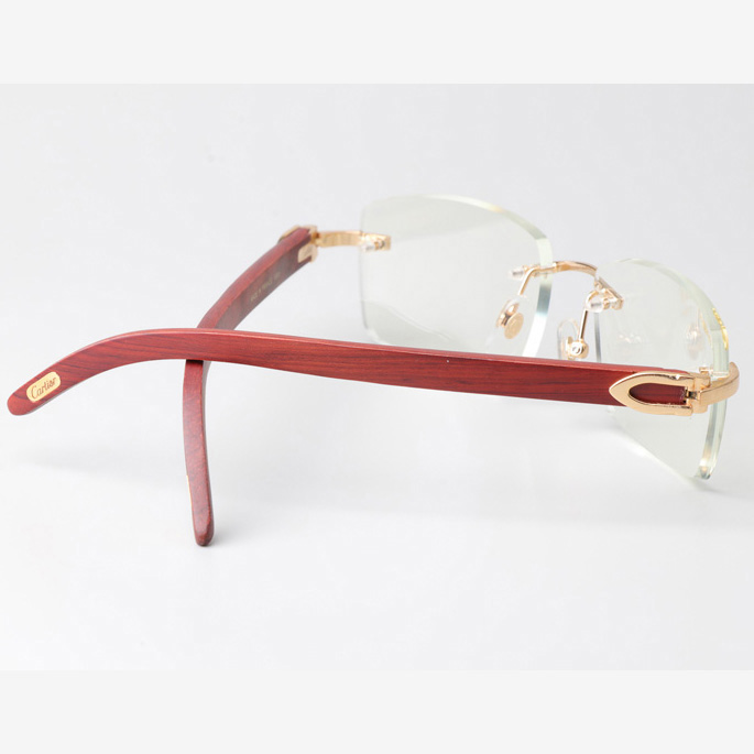 Cartier CT_3524012 Wood Eyeglasses Gold  - FashionPlug
