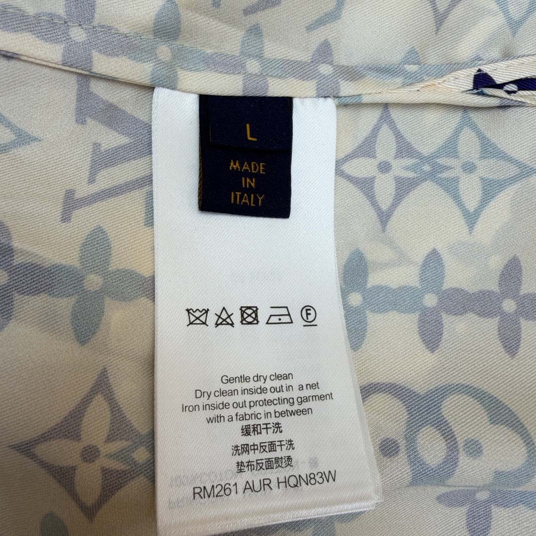 Louis Vuitton Monogram Printed Silk Short-Sleeved Shirt   1AJUOH - FashionPlug