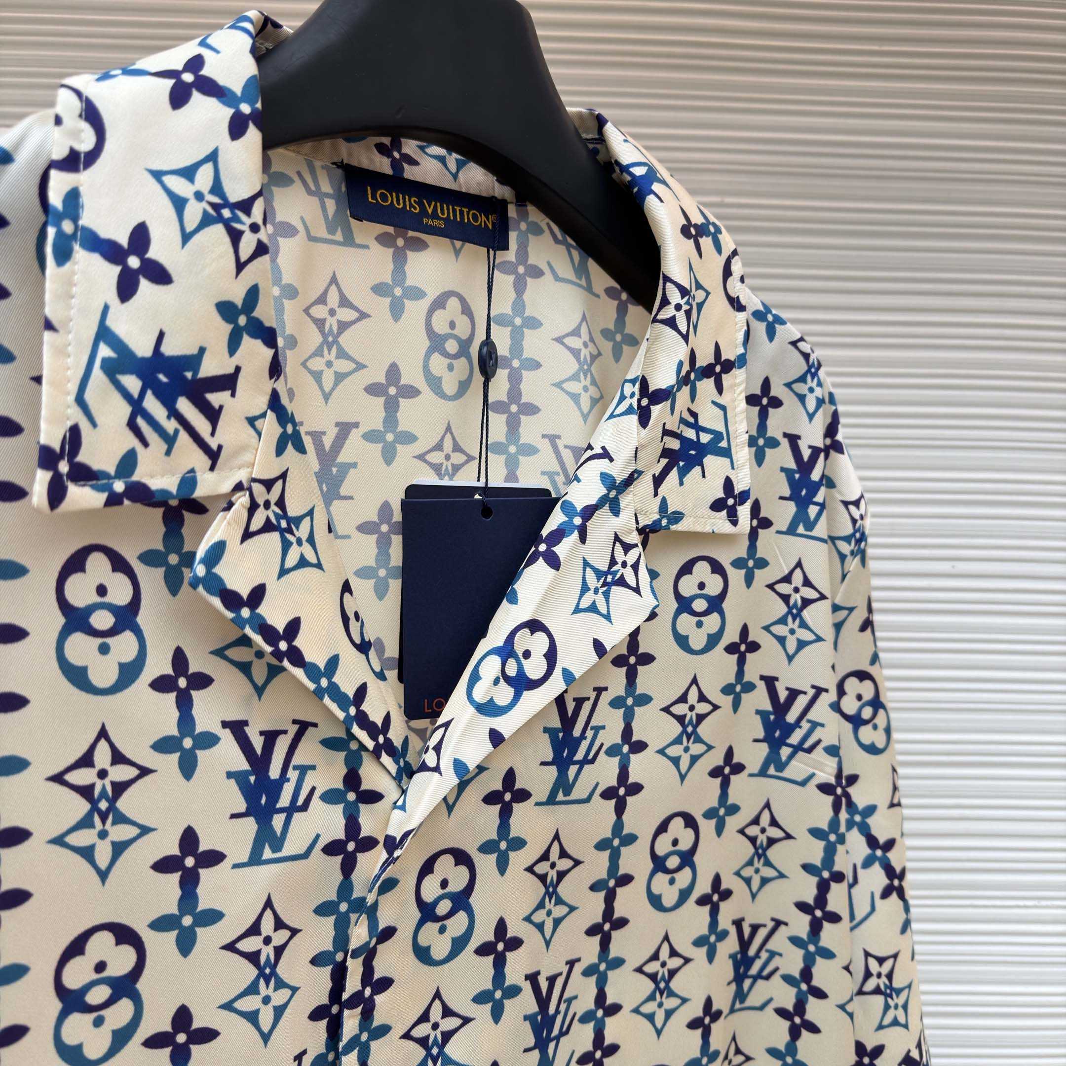 Louis Vuitton Monogram Printed Silk Short-Sleeved Shirt   1AJUOH - FashionPlug