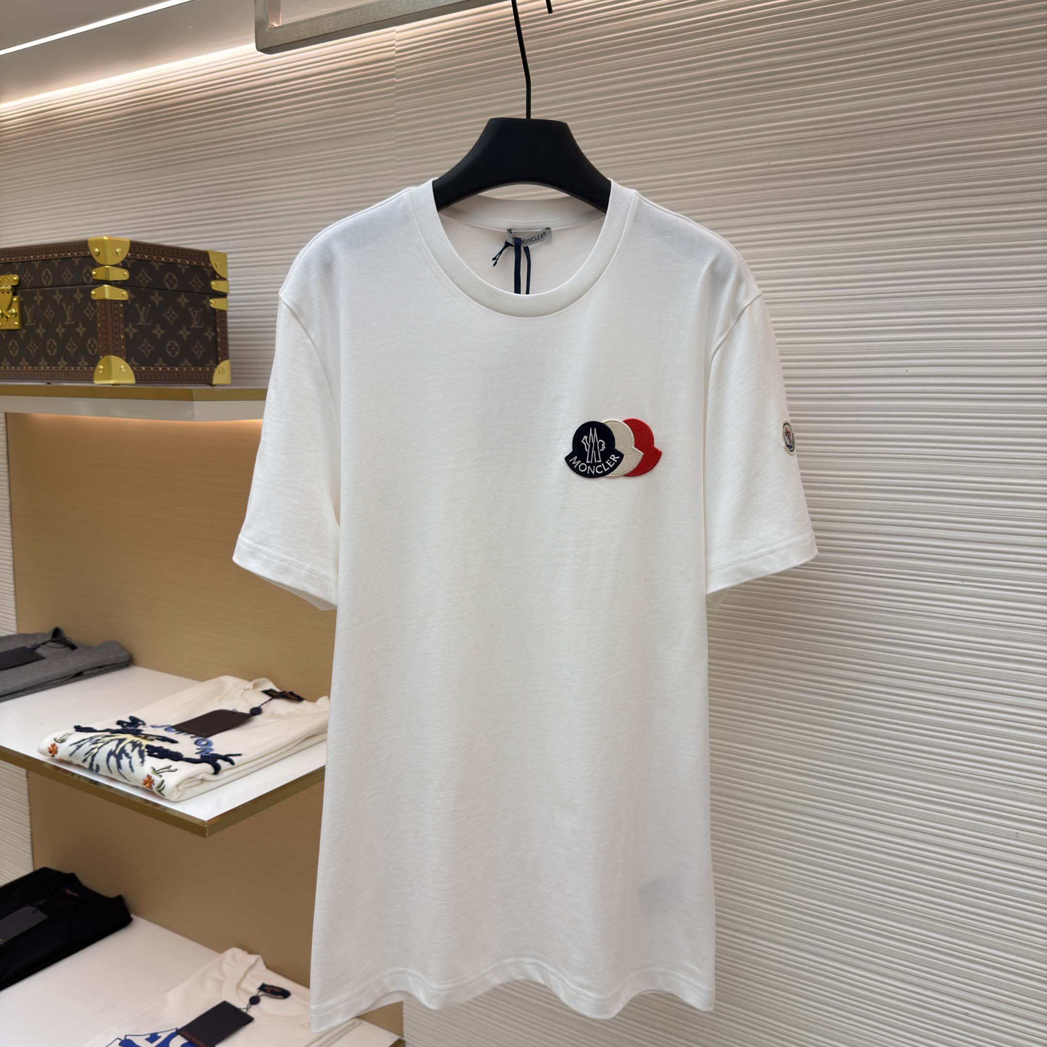 Moncler Embroidered Tricolor Logo Cotton T-Shirt - FashionPlug