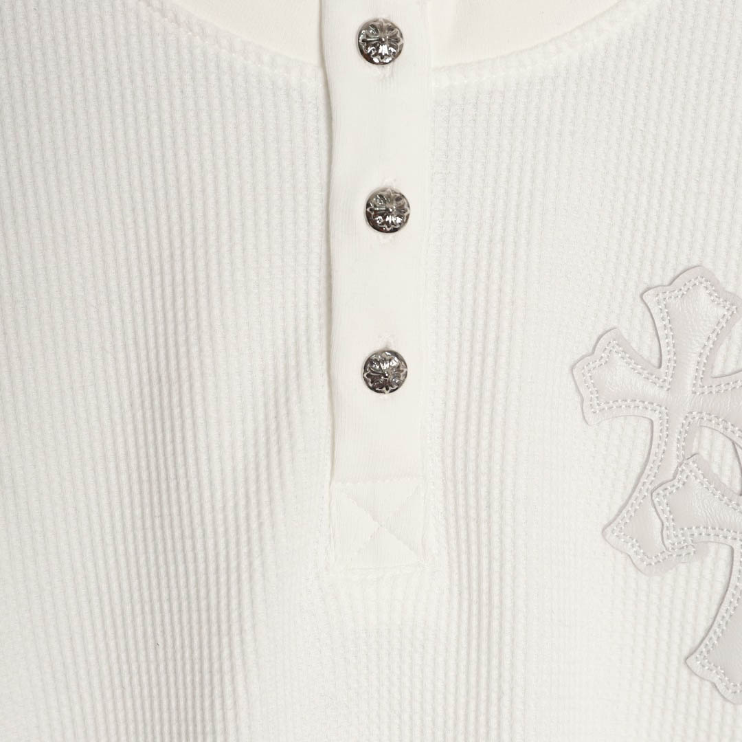 Chrome Hearts White Thermal Leather Cross Patch Long Sleeve Tee - FashionPlug