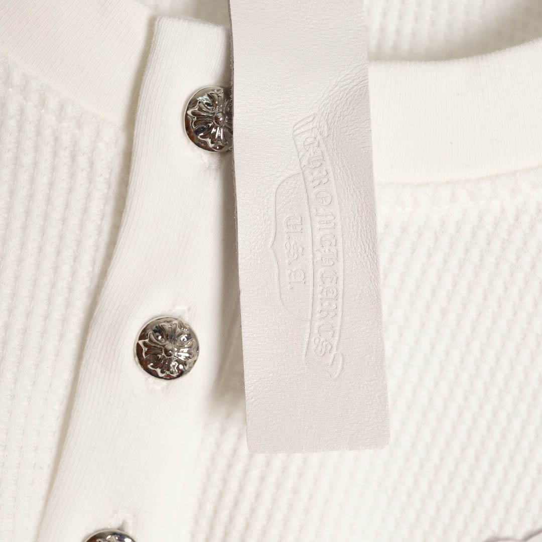 Chrome Hearts White Thermal Leather Cross Patch Long Sleeve Tee - FashionPlug