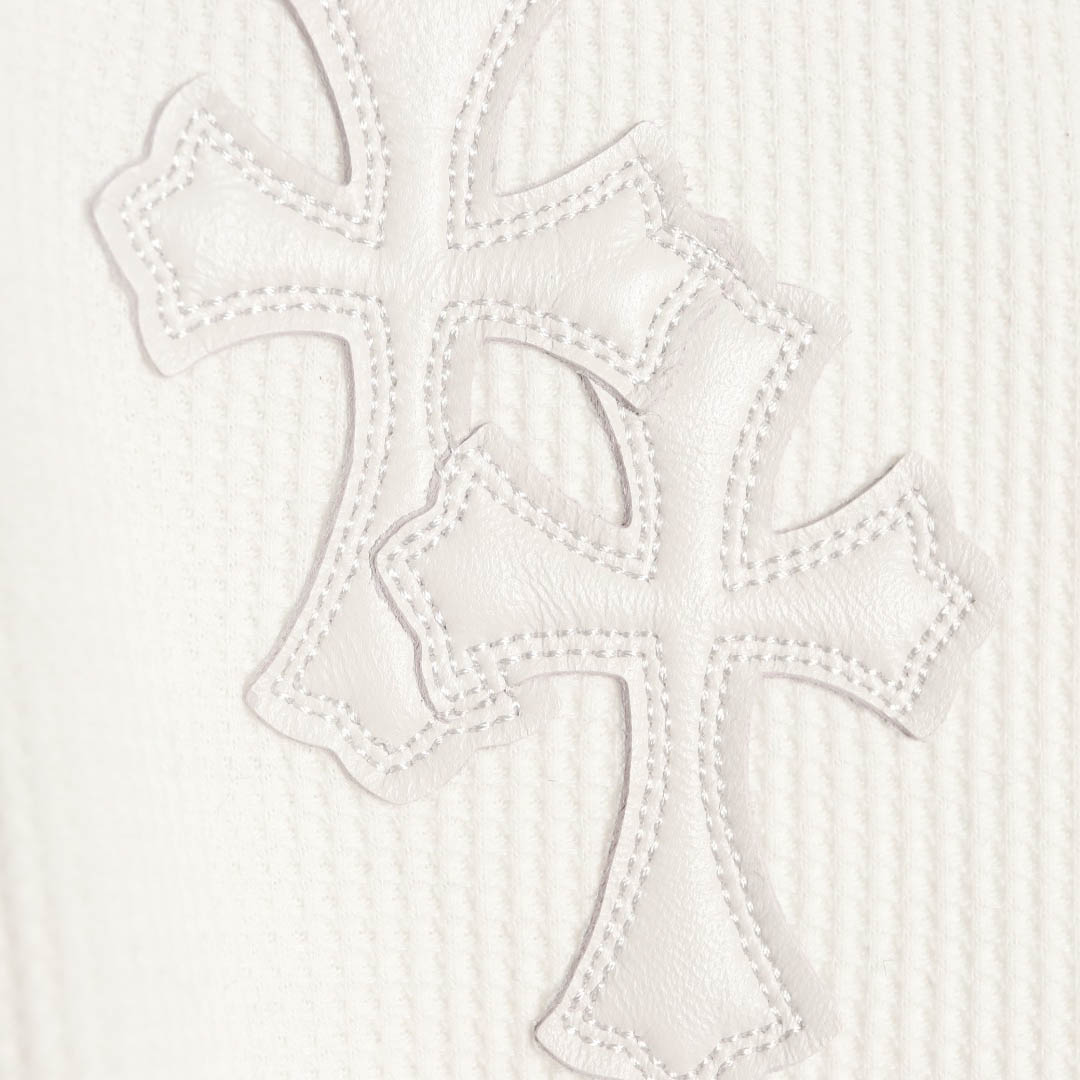 Chrome Hearts White Thermal Leather Cross Patch Long Sleeve Tee - FashionPlug