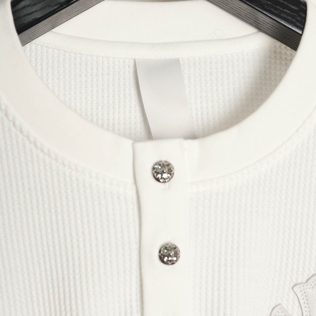 Chrome Hearts White Thermal Leather Cross Patch Long Sleeve Tee - FashionPlug