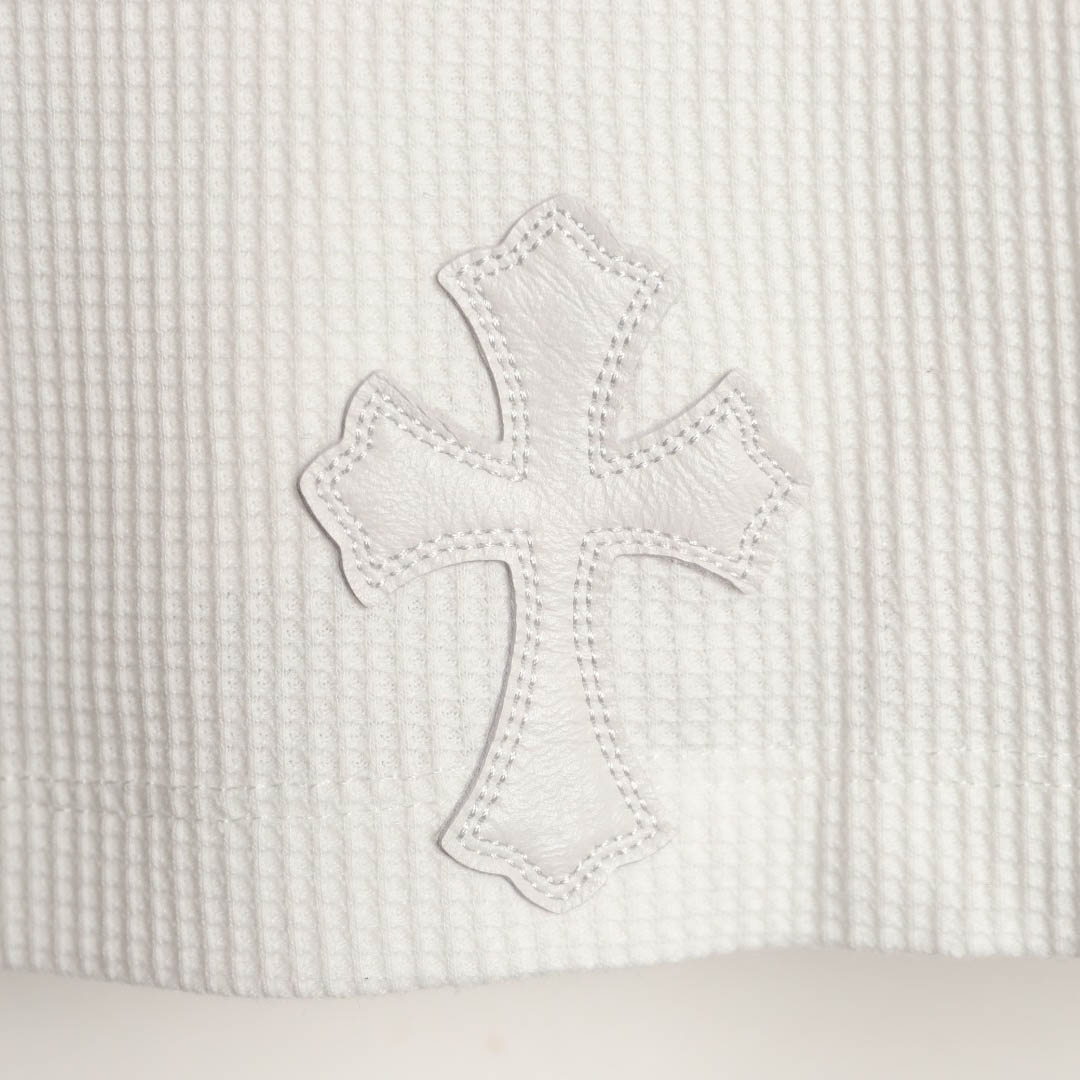 Chrome Hearts White Thermal Leather Cross Patch Long Sleeve Tee - FashionPlug