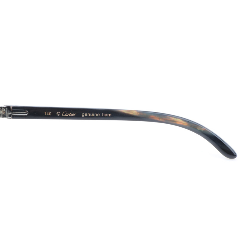 Cartier CT 4189706 Shell Mix Black Buffalo Sunglasses In Silver Gradient Grey - FashionPlug