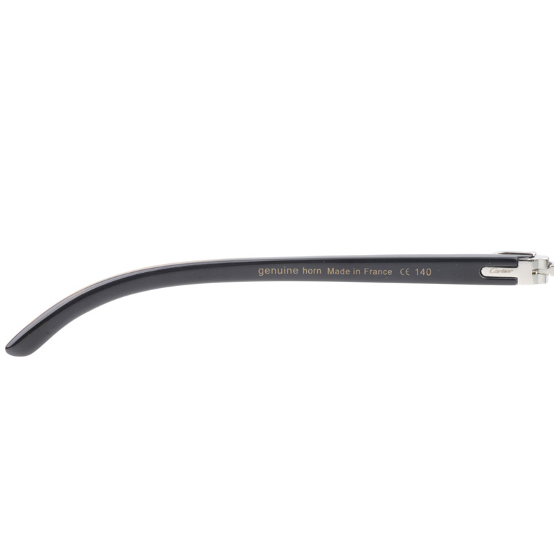 Cartier CT 4189706 Shell Mix Black Buffalo Sunglasses In Silver Gradient Grey - FashionPlug