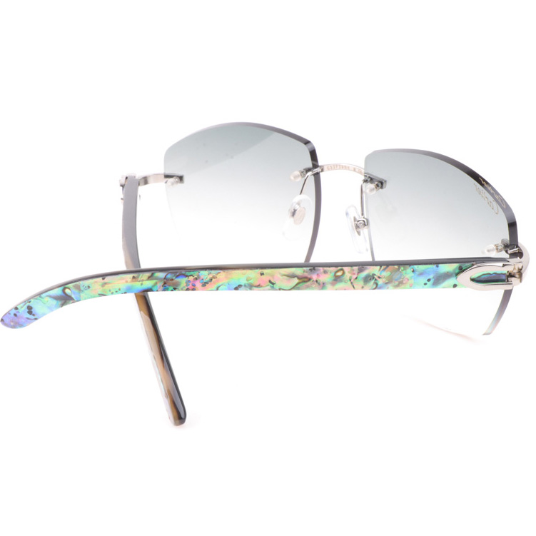 Cartier CT 4189706 Shell Mix Black Buffalo Sunglasses In Silver Gradient Grey - FashionPlug