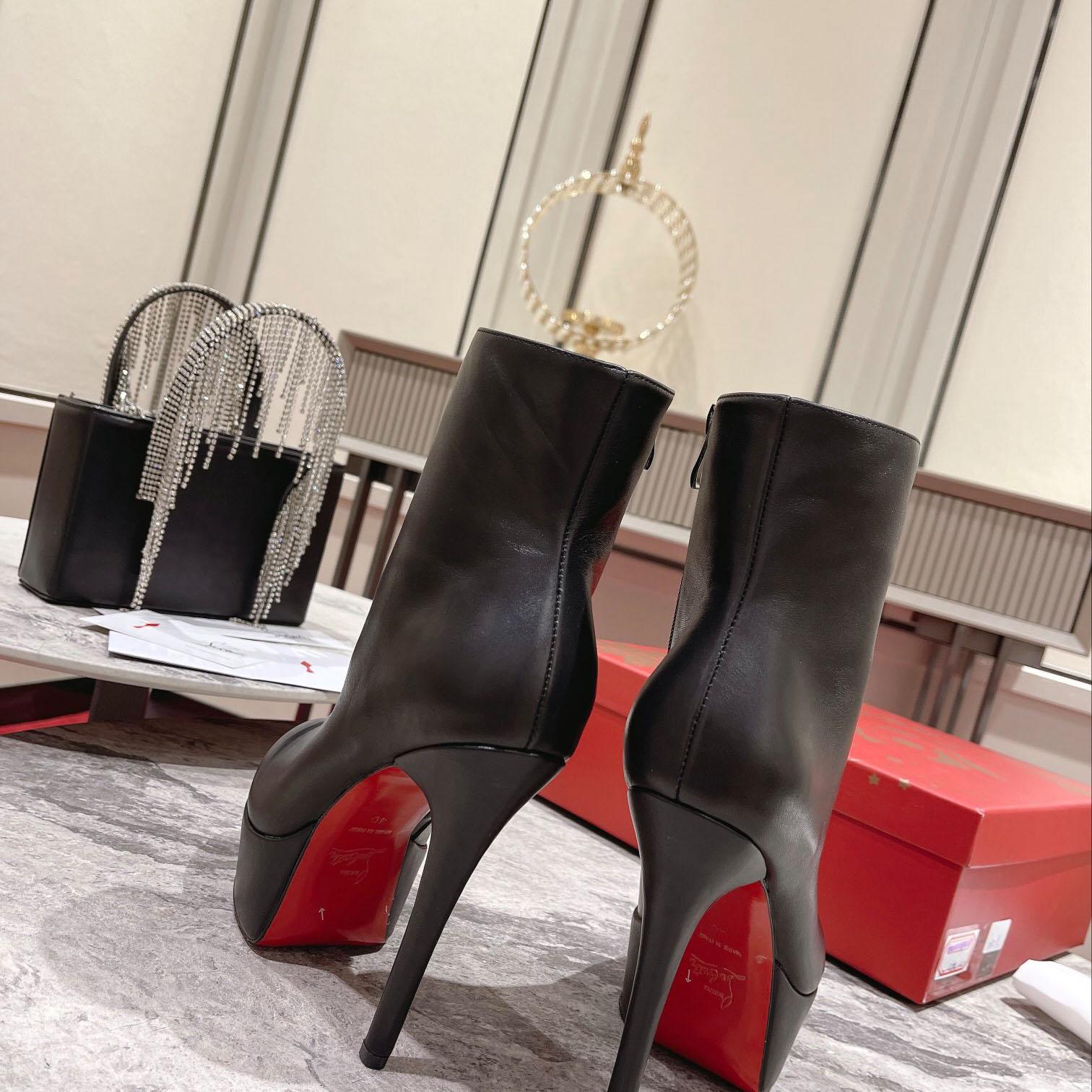 Christian Louboutin Black Bianca Leather Boots - FashionPlug