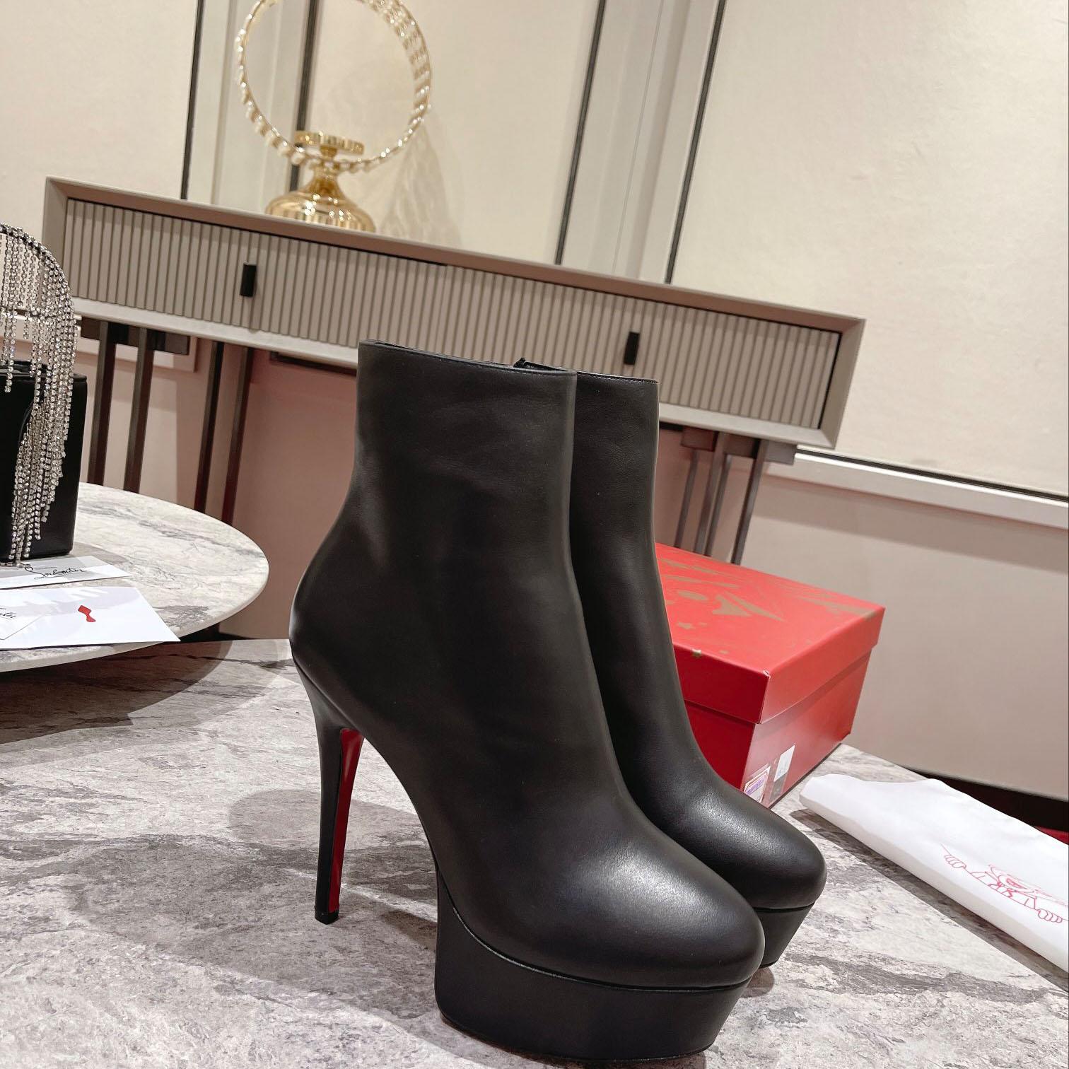 Christian Louboutin Black Bianca Leather Boots - FashionPlug