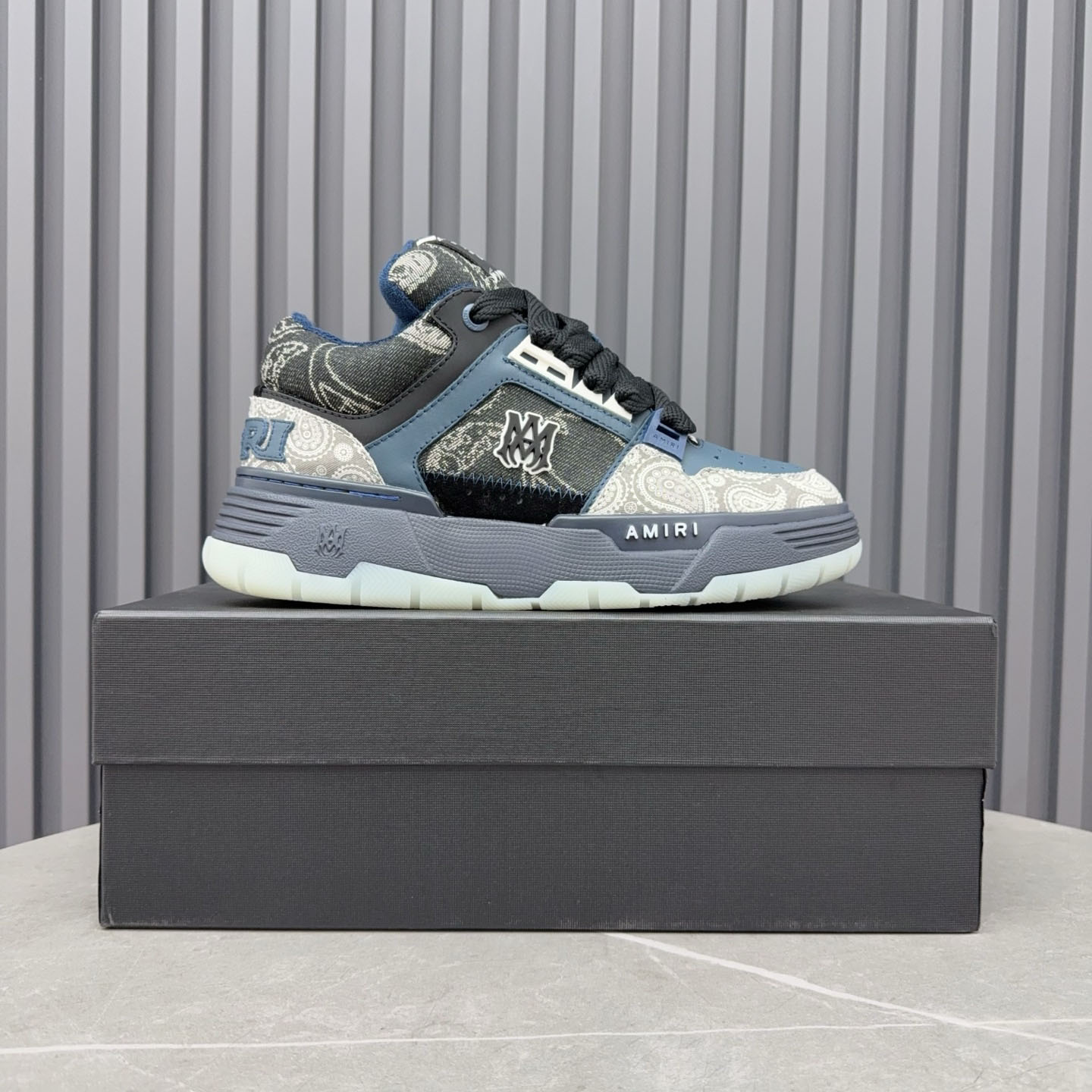 Amir Blue Bandana Jacquard MA-1 Sneakers - FashionPlug