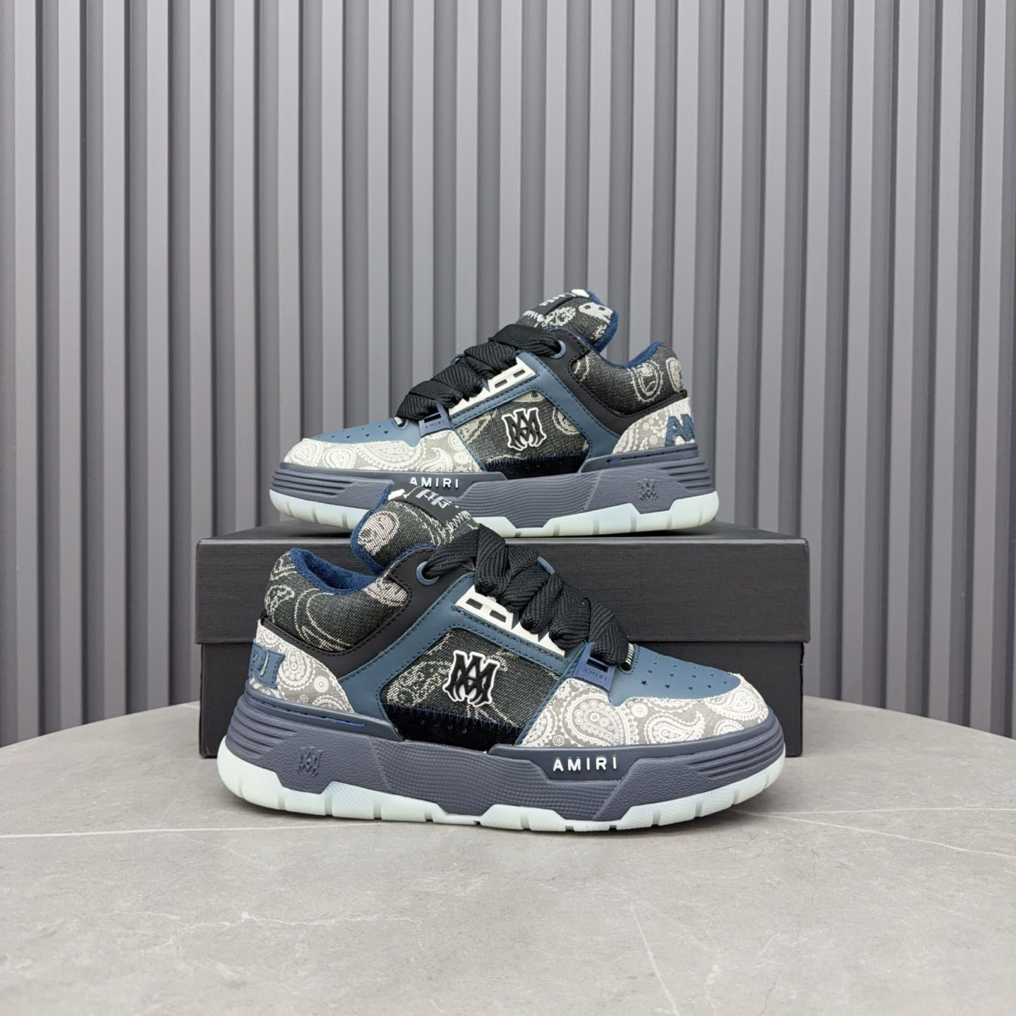 Amir Blue Bandana Jacquard MA-1 Sneakers - FashionPlug