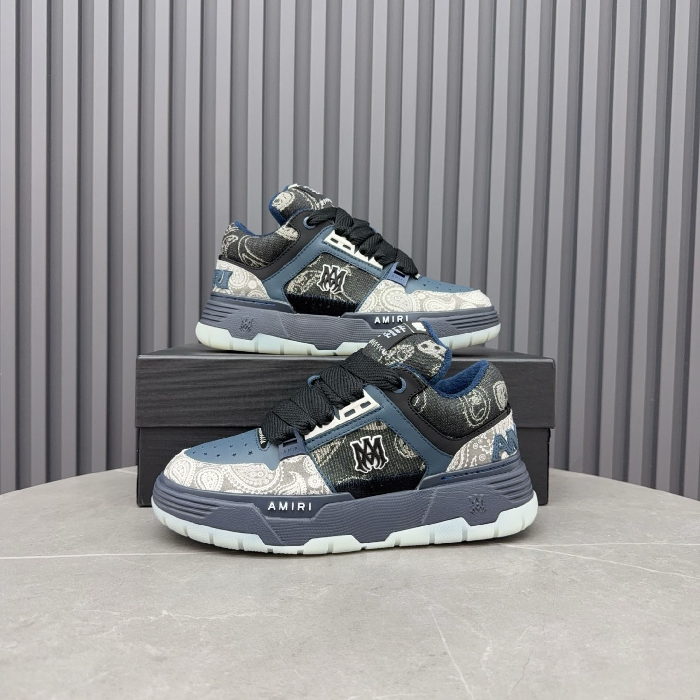 Amir Blue Bandana Jacquard MA-1 Sneakers - FashionPlug