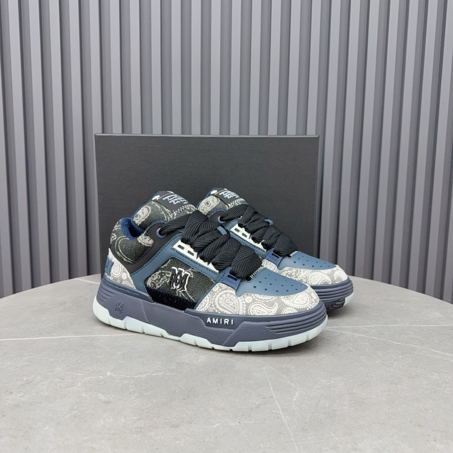 Amir Blue Bandana Jacquard MA-1 Sneakers - FashionPlug