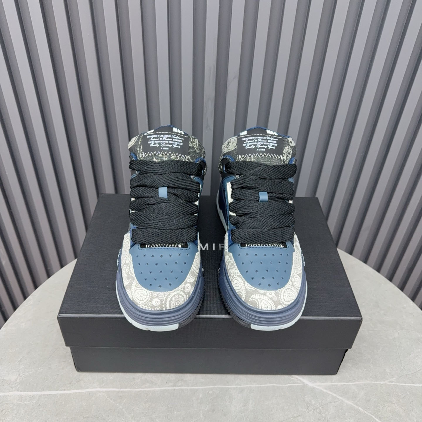 Amir Blue Bandana Jacquard MA-1 Sneakers - FashionPlug
