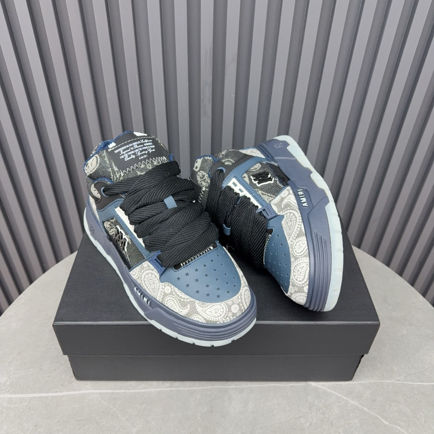 Amir Blue Bandana Jacquard MA-1 Sneakers - FashionPlug