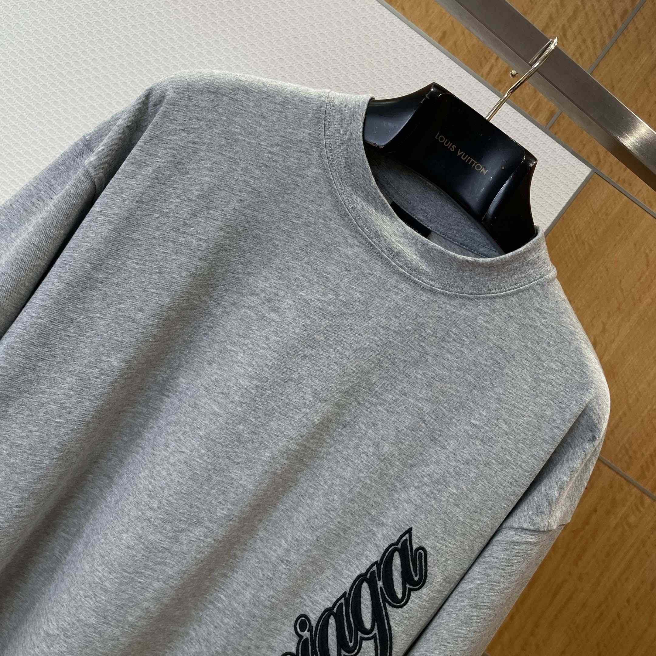 Balenciaga Cursive T-Shirt Medium Fit in Light Heather Grey - FashionPlug