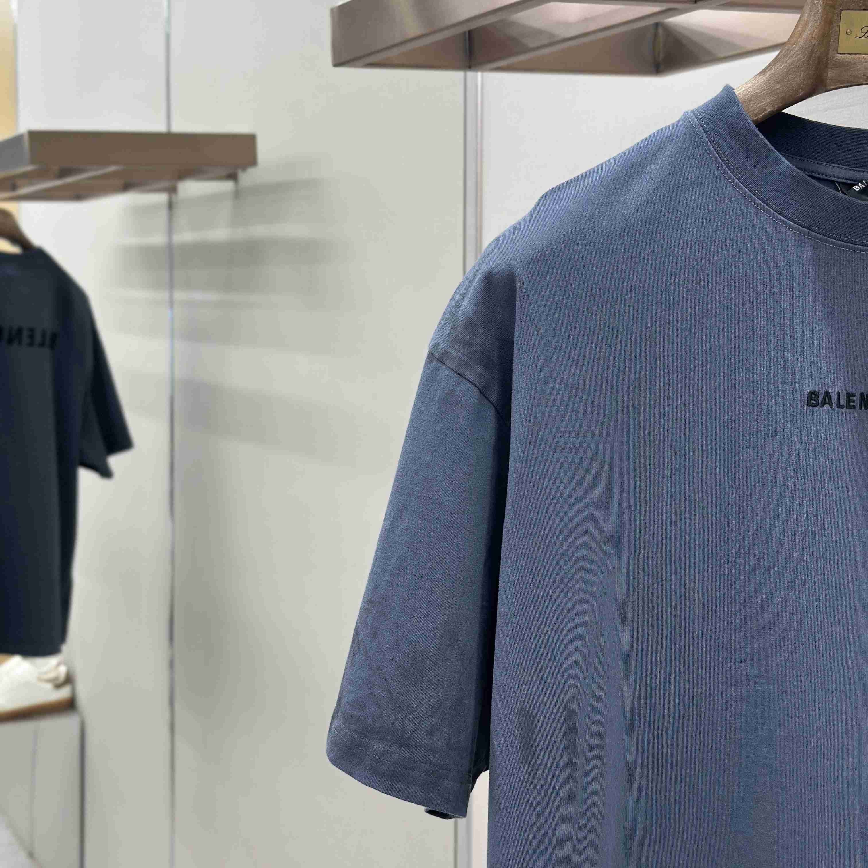 Balenciaga Balenciaga Back T-shirt Medium Fit in Faded Dark Blue - FashionPlug