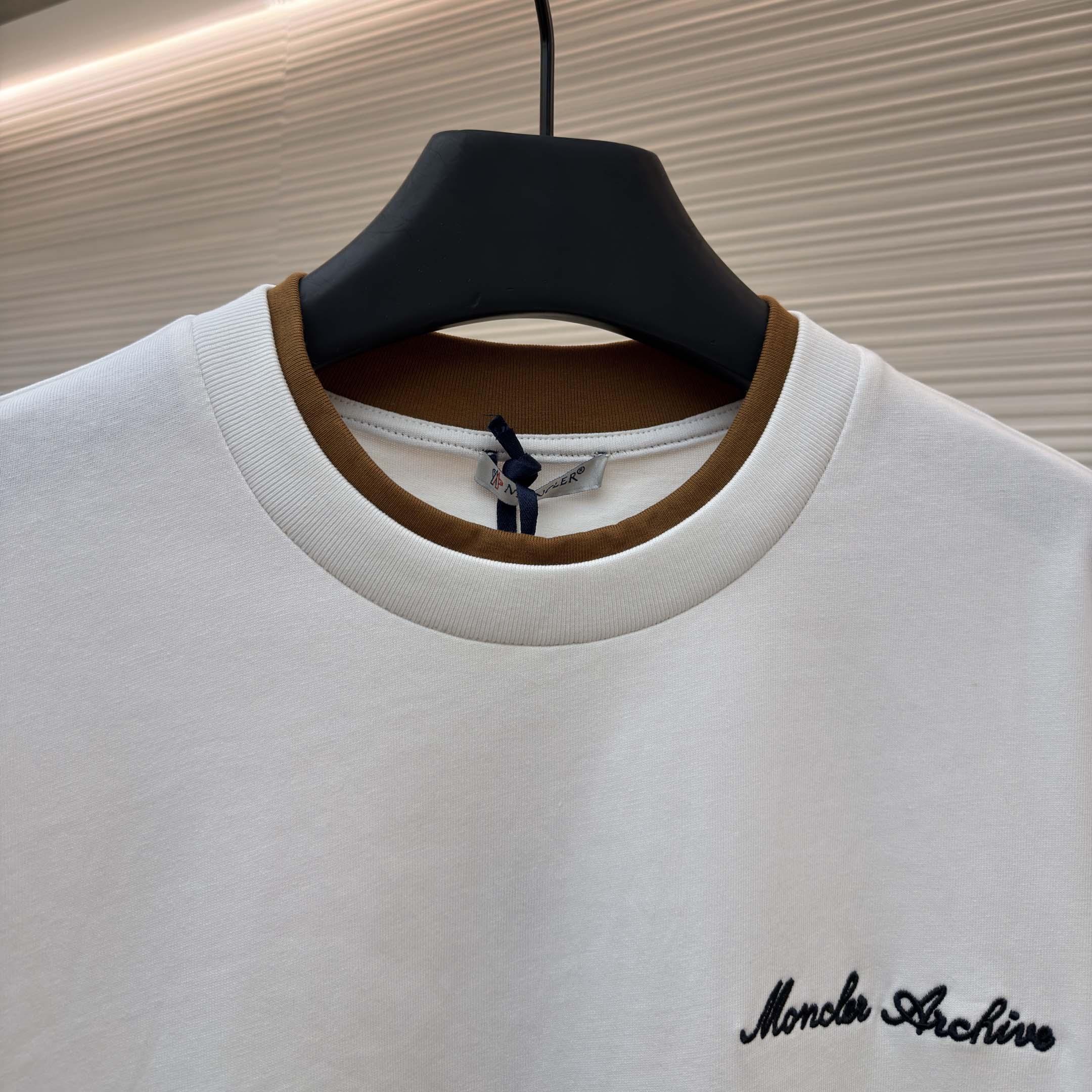 Moncler Embroidered Logo Cotton T-Shirt   - FashionPlug