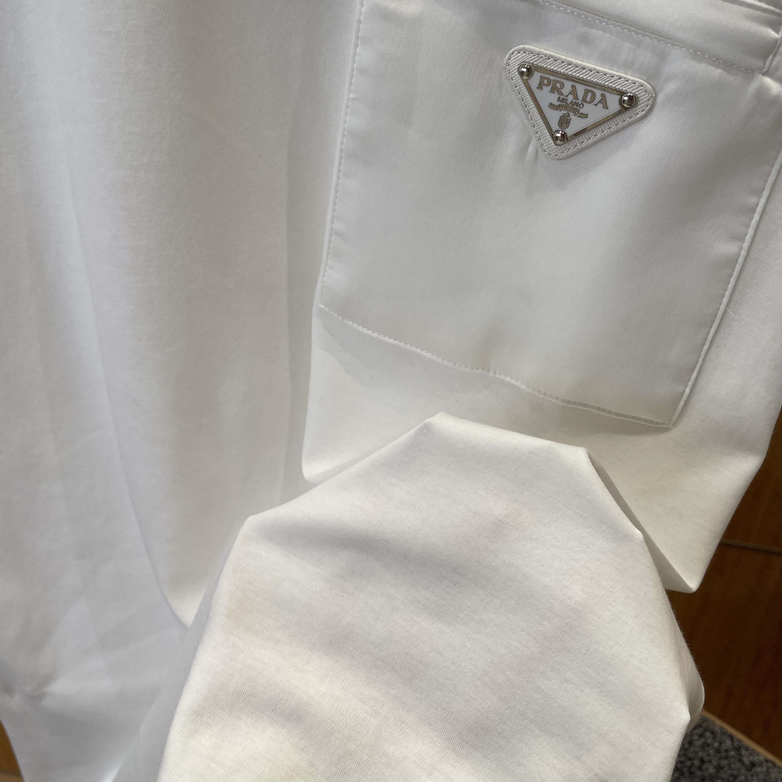 Prada Stretch Cotton Polo Shirt With Re-Nylon Details - FashionPlug