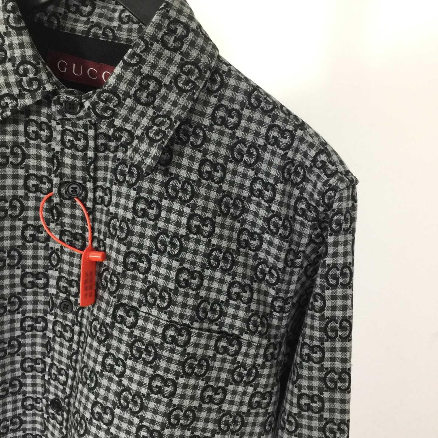 Gucci GG Gingham Cotton Wool Jacquard Shirt - FashionPlug