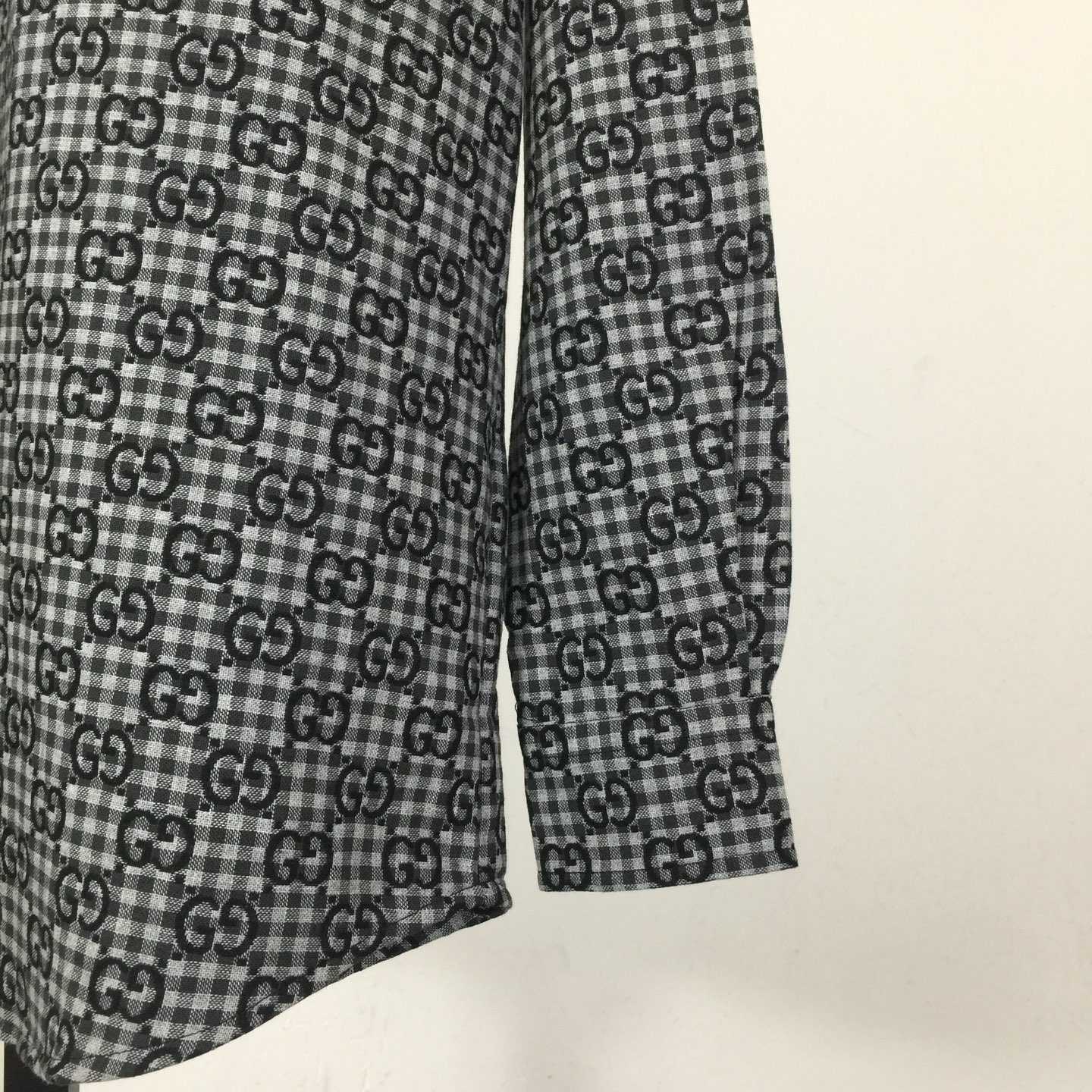 Gucci GG Gingham Cotton Wool Jacquard Shirt - FashionPlug