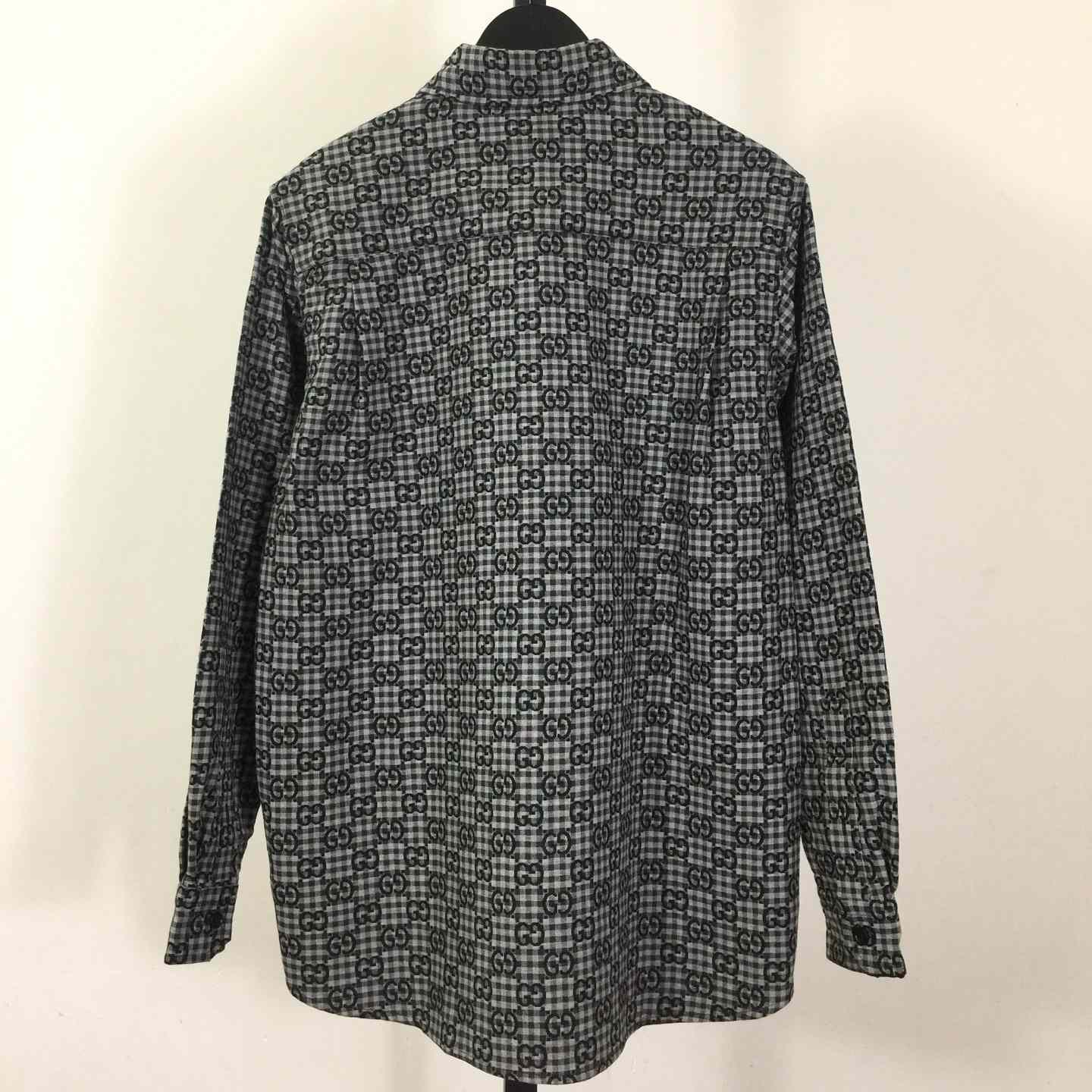 Gucci GG Gingham Cotton Wool Jacquard Shirt - FashionPlug