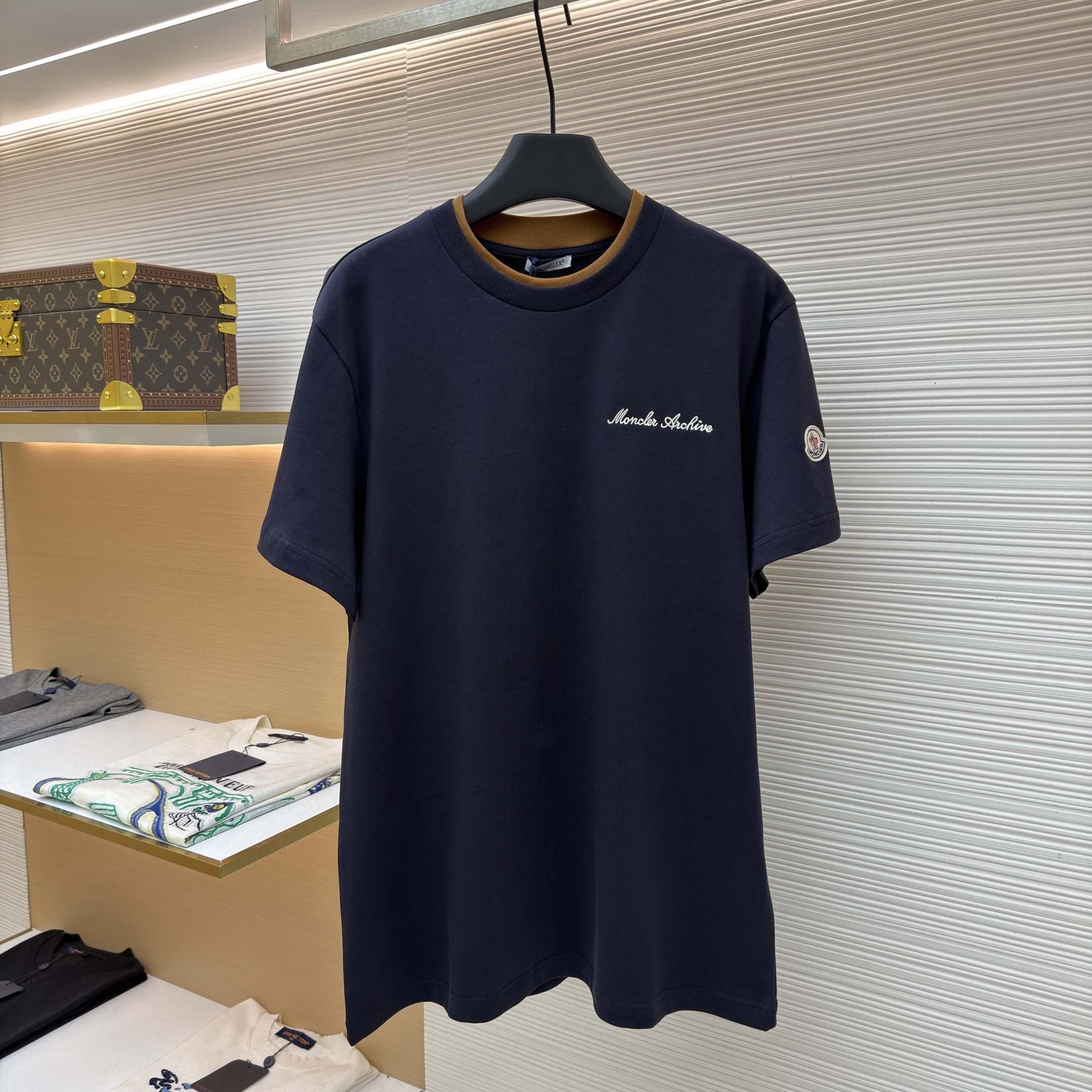 Moncler Embroidered Logo Cotton T-Shirt - FashionPlug