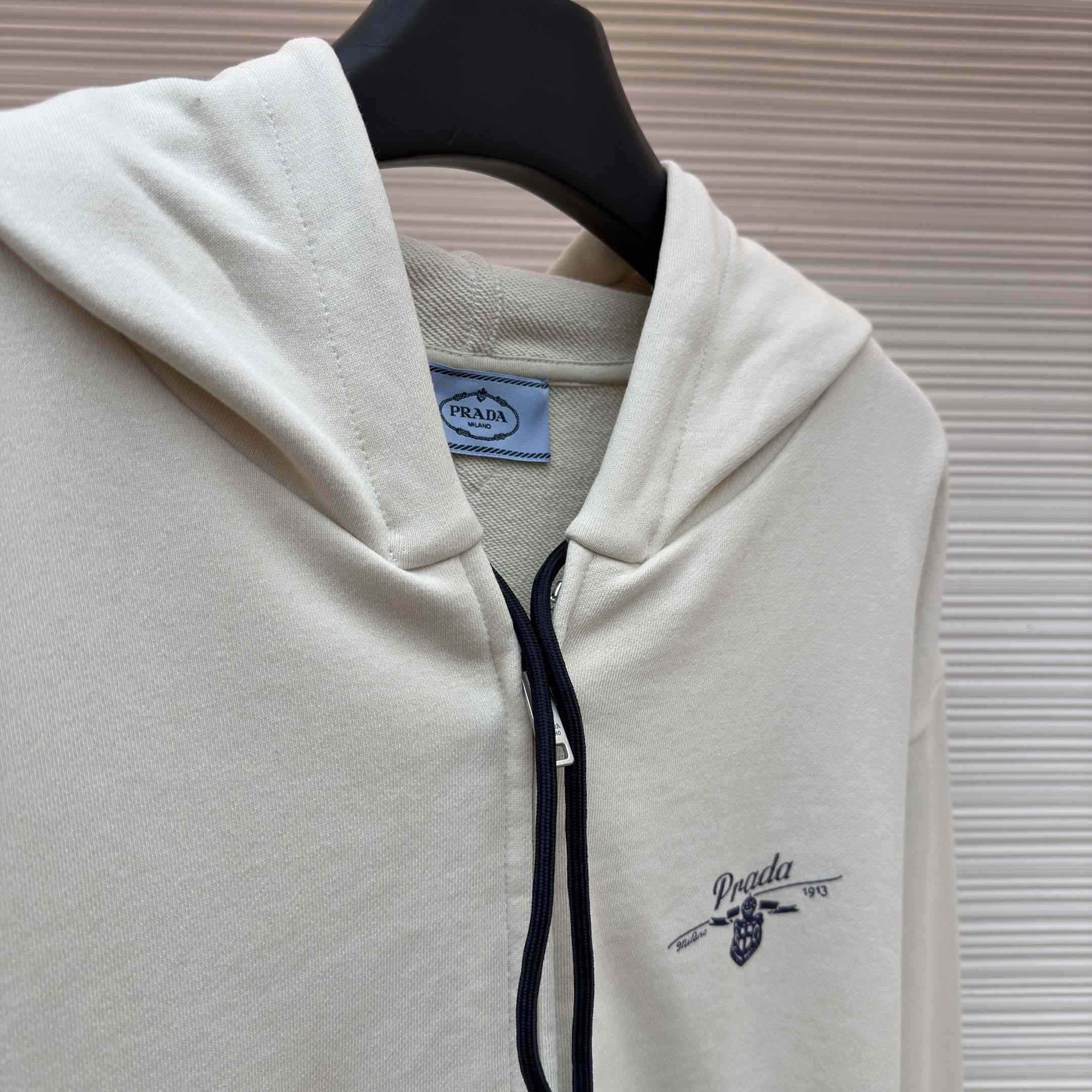 Prada   Cotton Fleece Zipper Hoodie - FashionPlug
