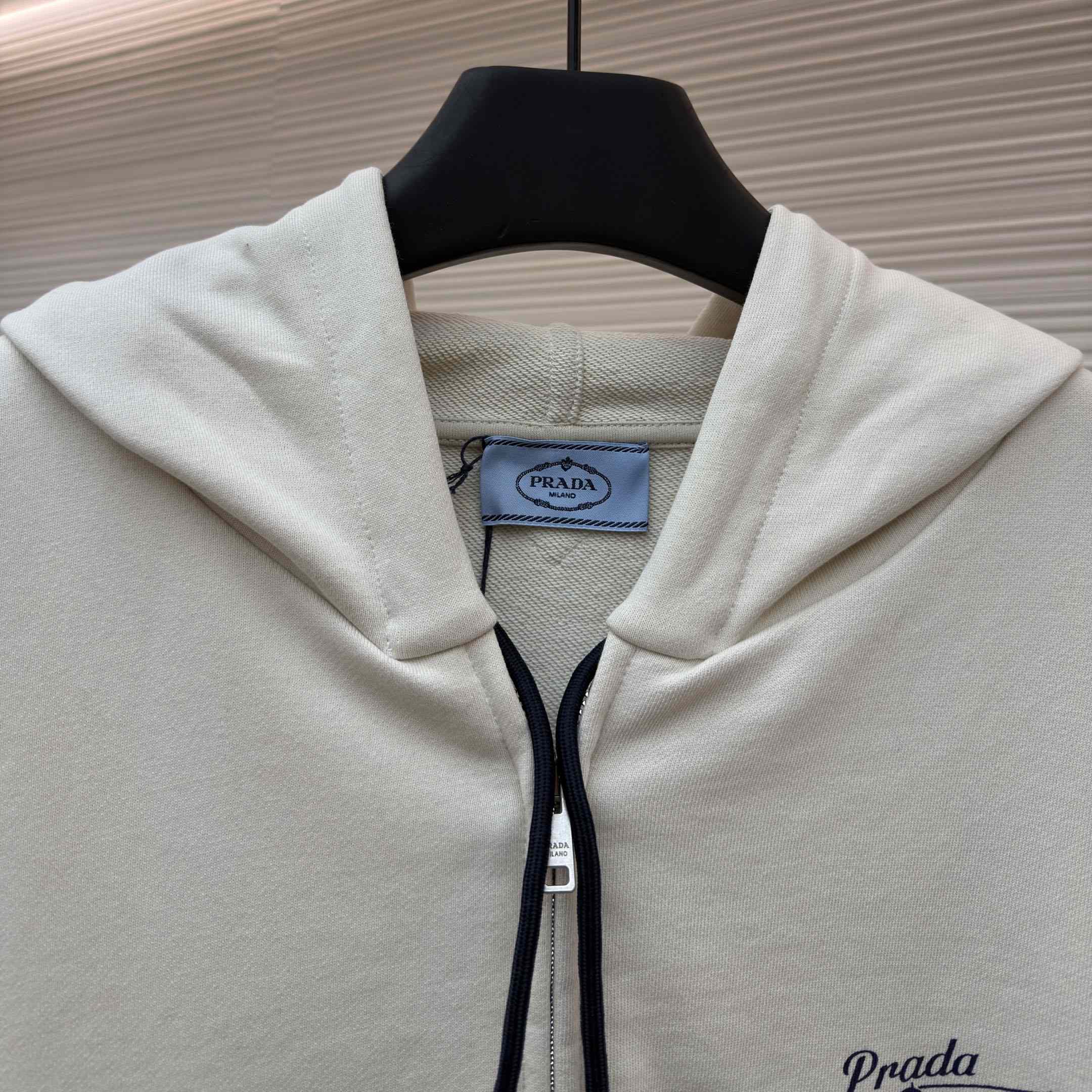 Prada   Cotton Fleece Zipper Hoodie - FashionPlug
