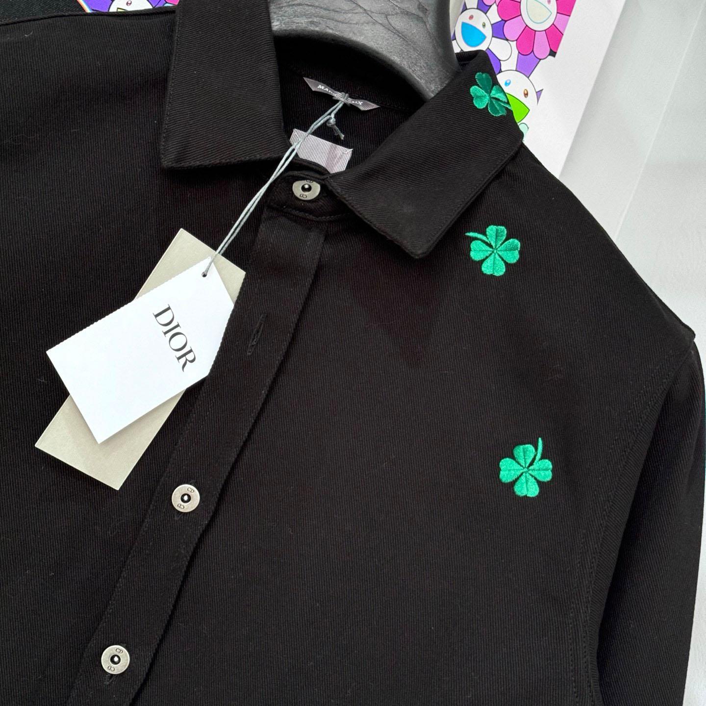 Dior Overshirt with Dior Clover Embroidery  - FashionPlug