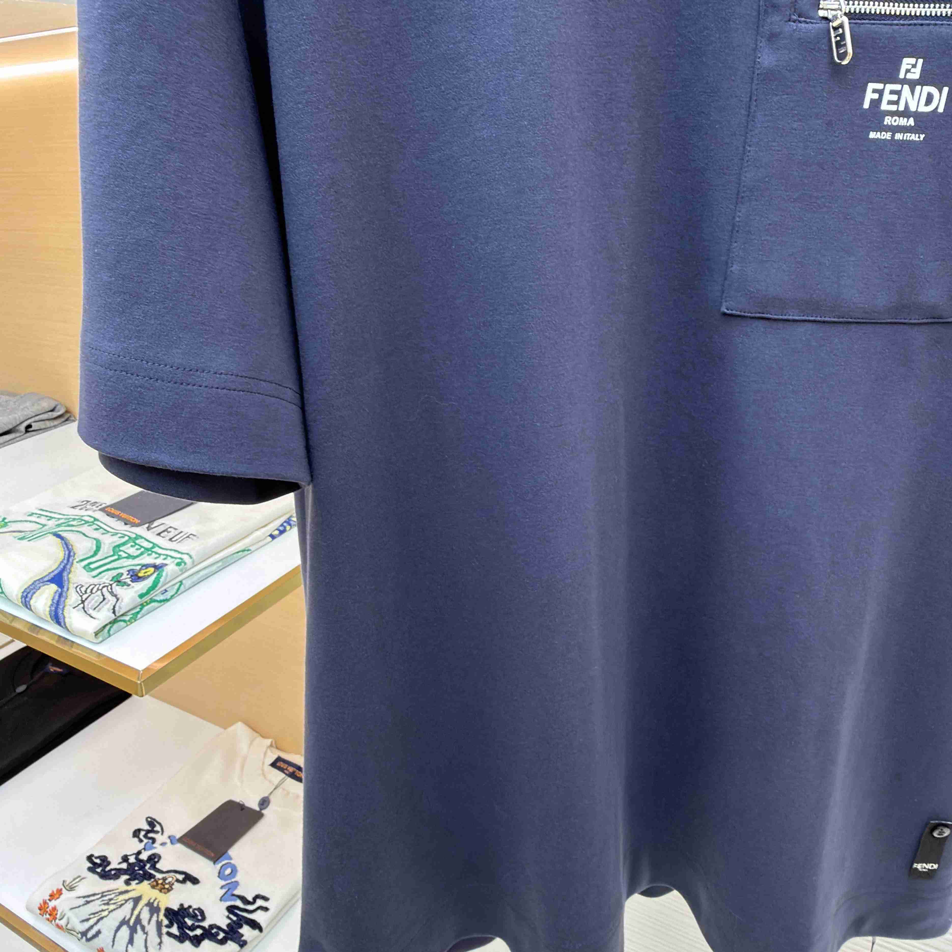 Fendi Navy Blue Cotton T-shirt - FashionPlug