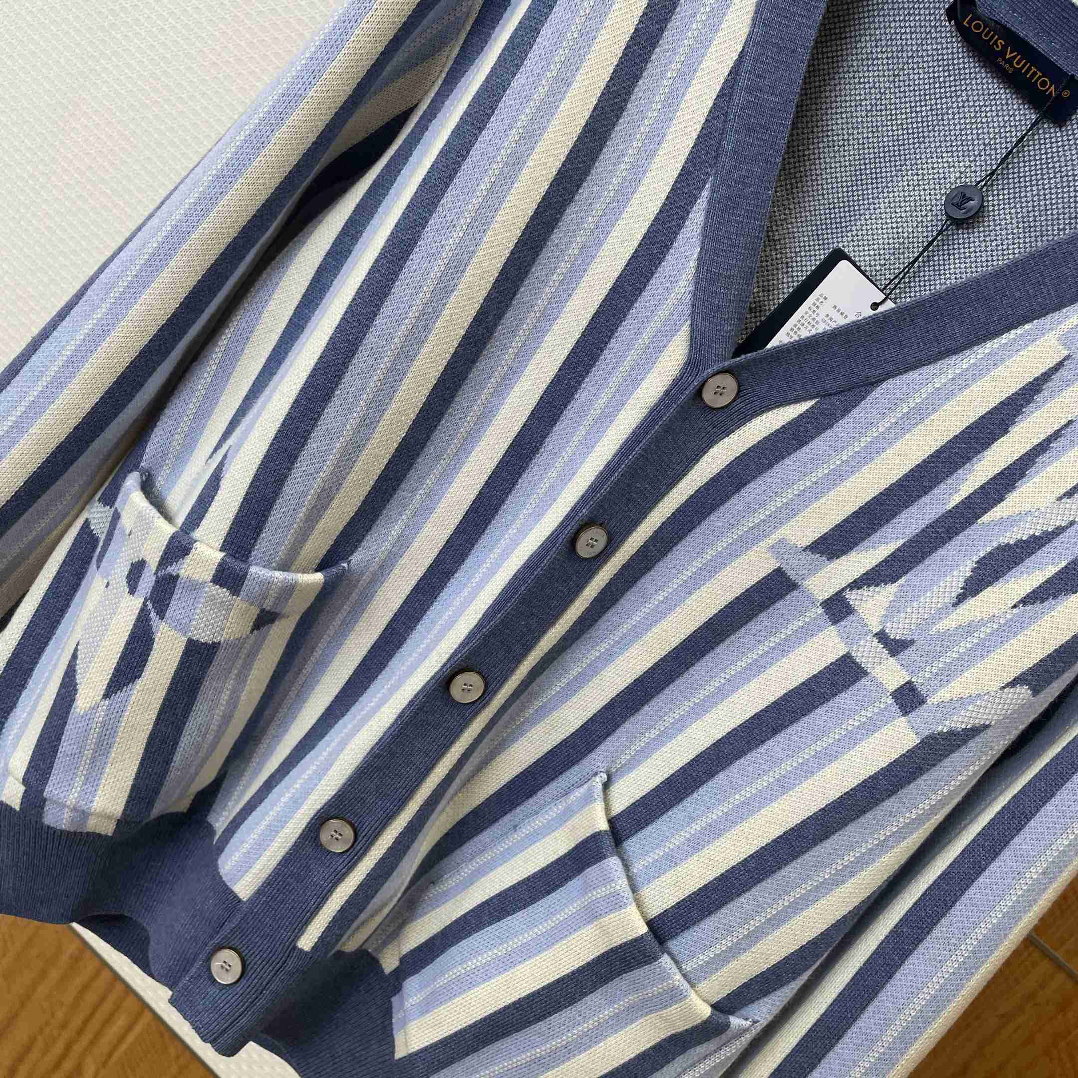 Louis Vuitton Striped Jacquard Cardigan 1AJUHI - FashionPlug