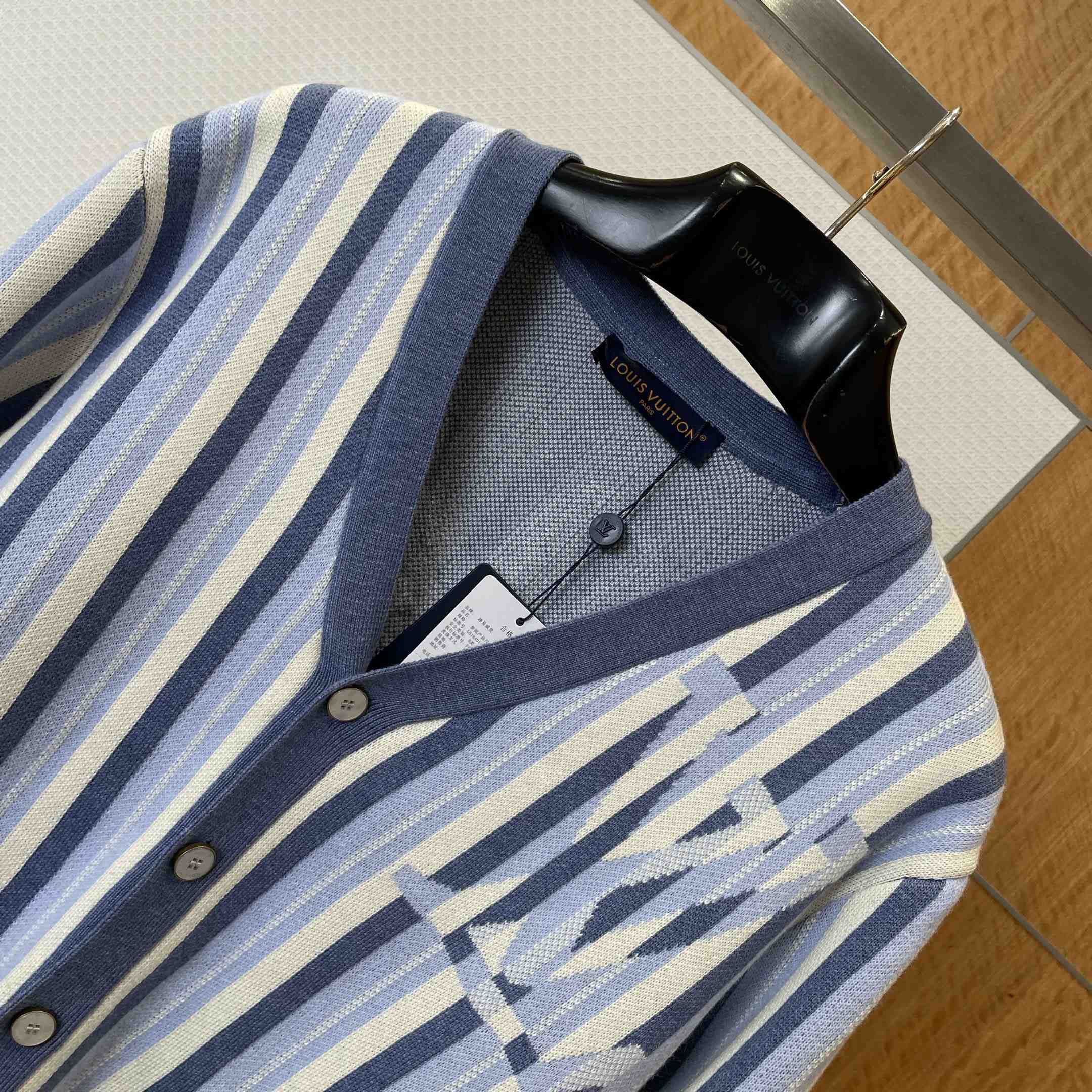 Louis Vuitton Striped Jacquard Cardigan 1AJUHI - FashionPlug