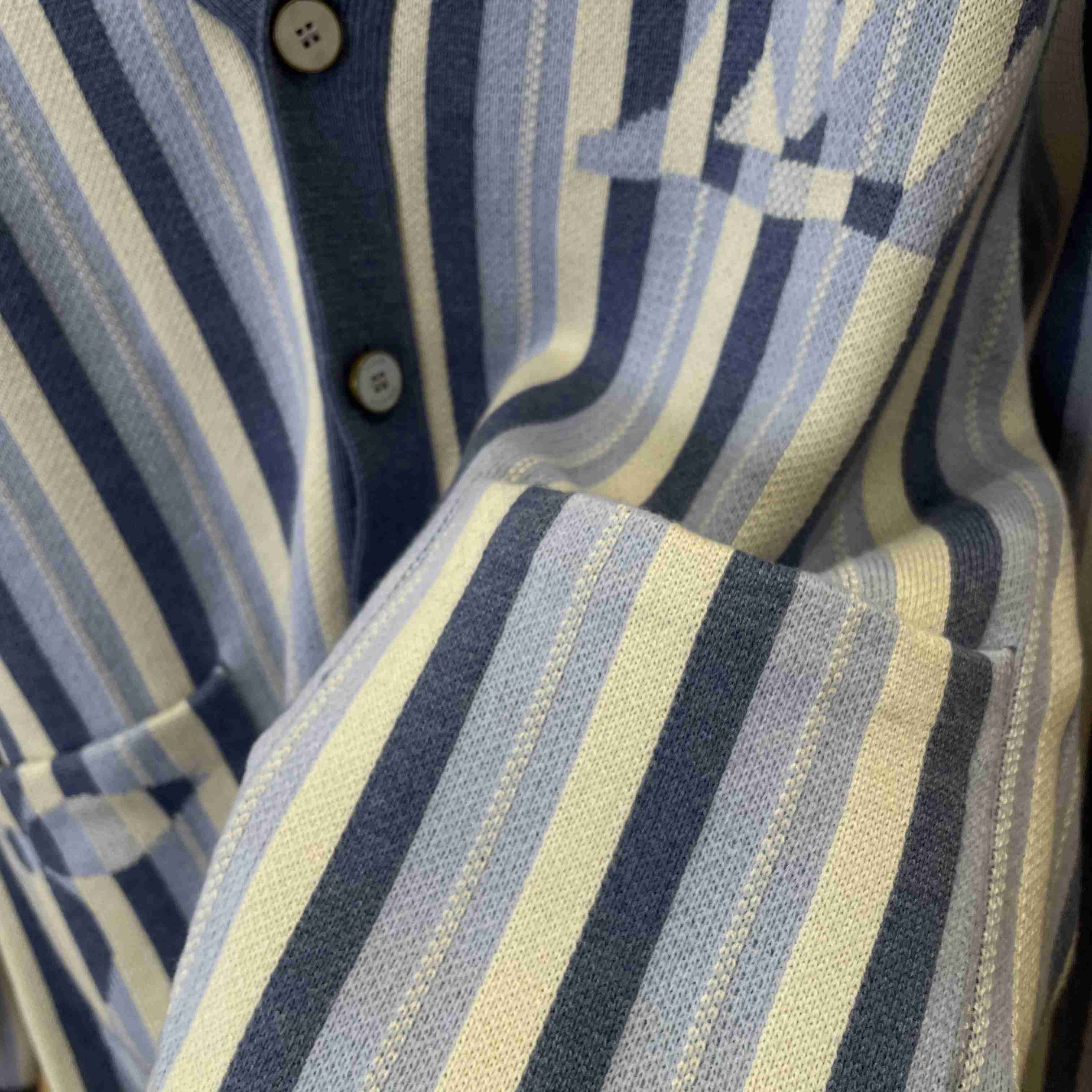 Louis Vuitton Striped Jacquard Cardigan 1AJUHI - FashionPlug