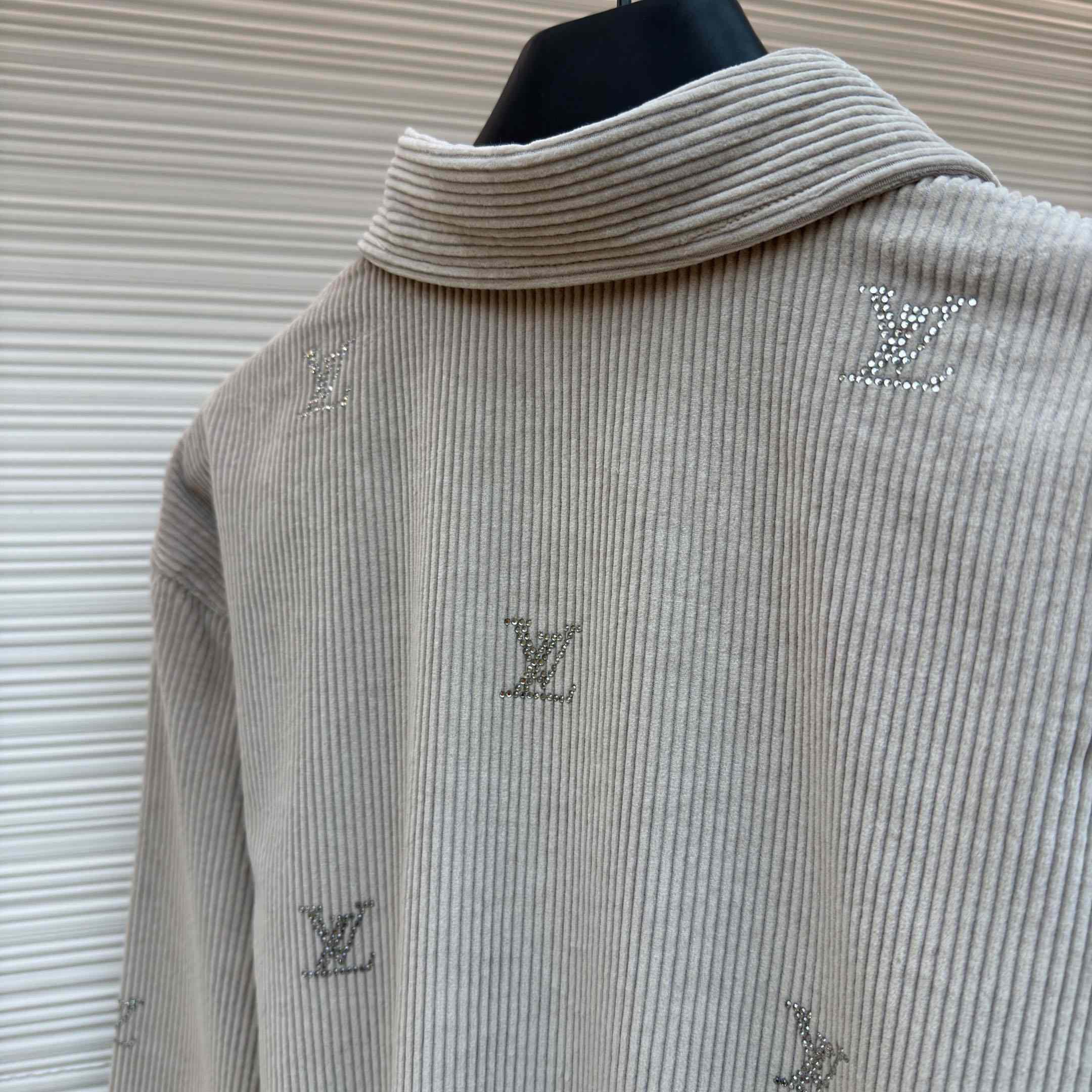 Louis Vuitton LV Blason Embellished Long-Sleeved Corduroy Shirt 1AIKBN - FashionPlug