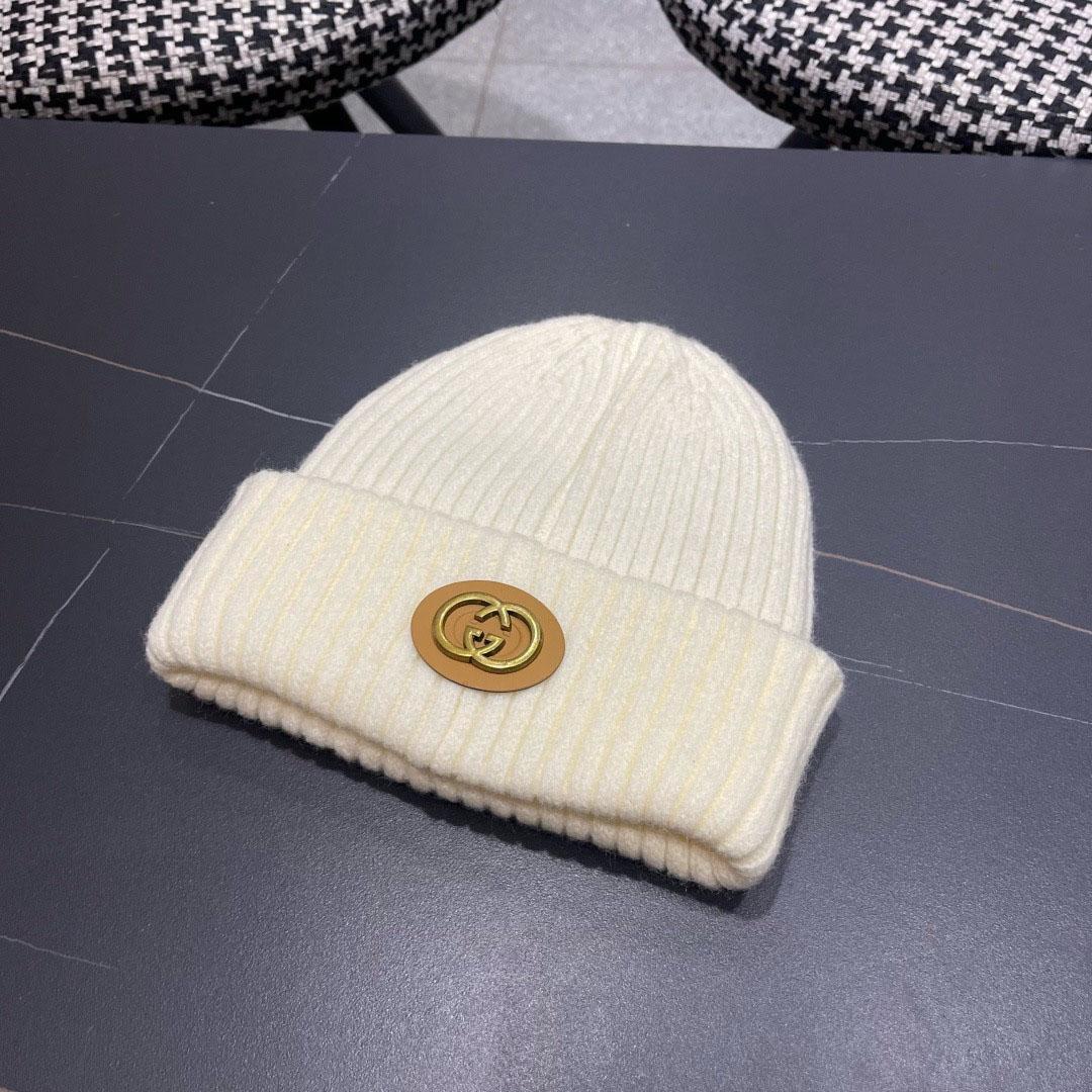 Gucci  Wool Cashmere Hat With Double G - FashionPlug