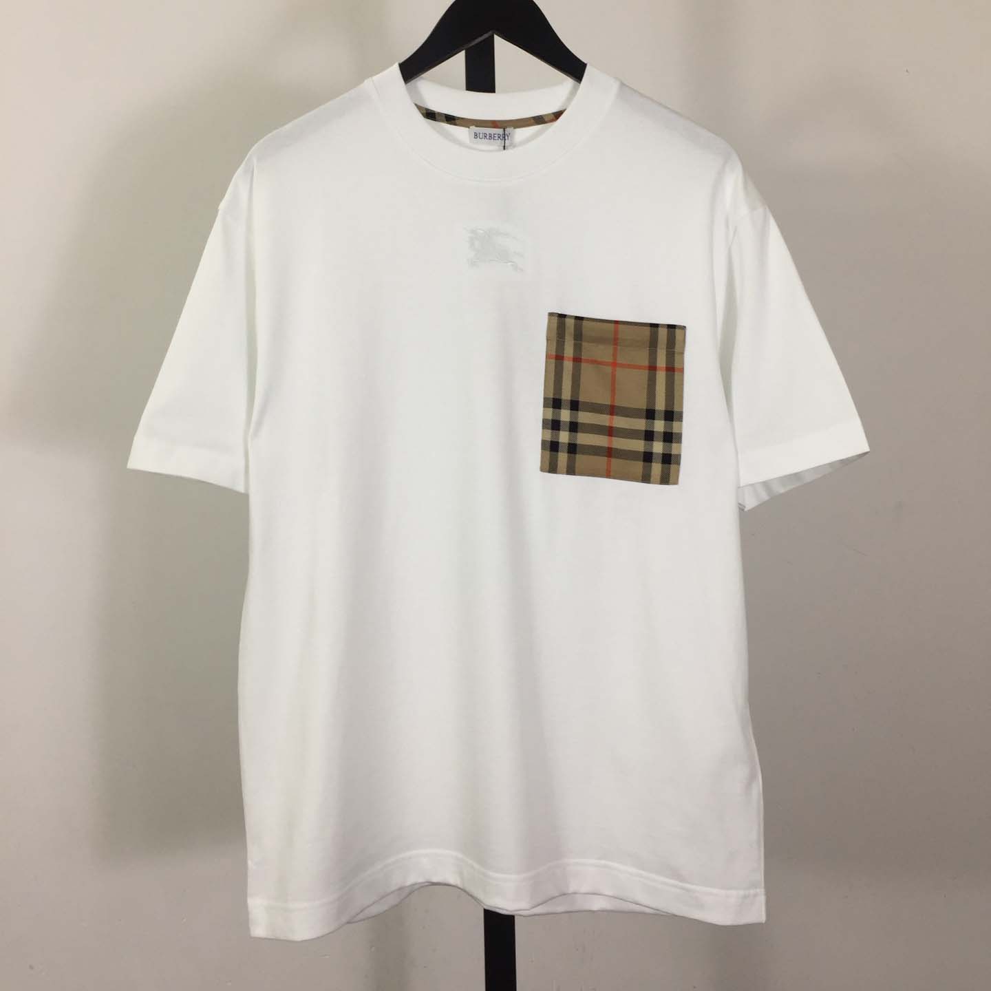 Burberry Check Pocket Cotton T-shirt - FashionPlug