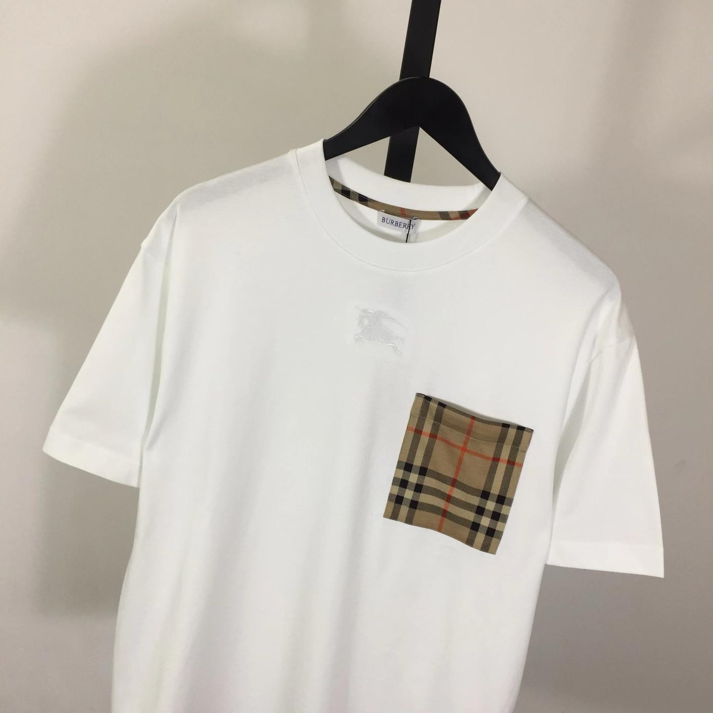 Burberry Check Pocket Cotton T-shirt - FashionPlug