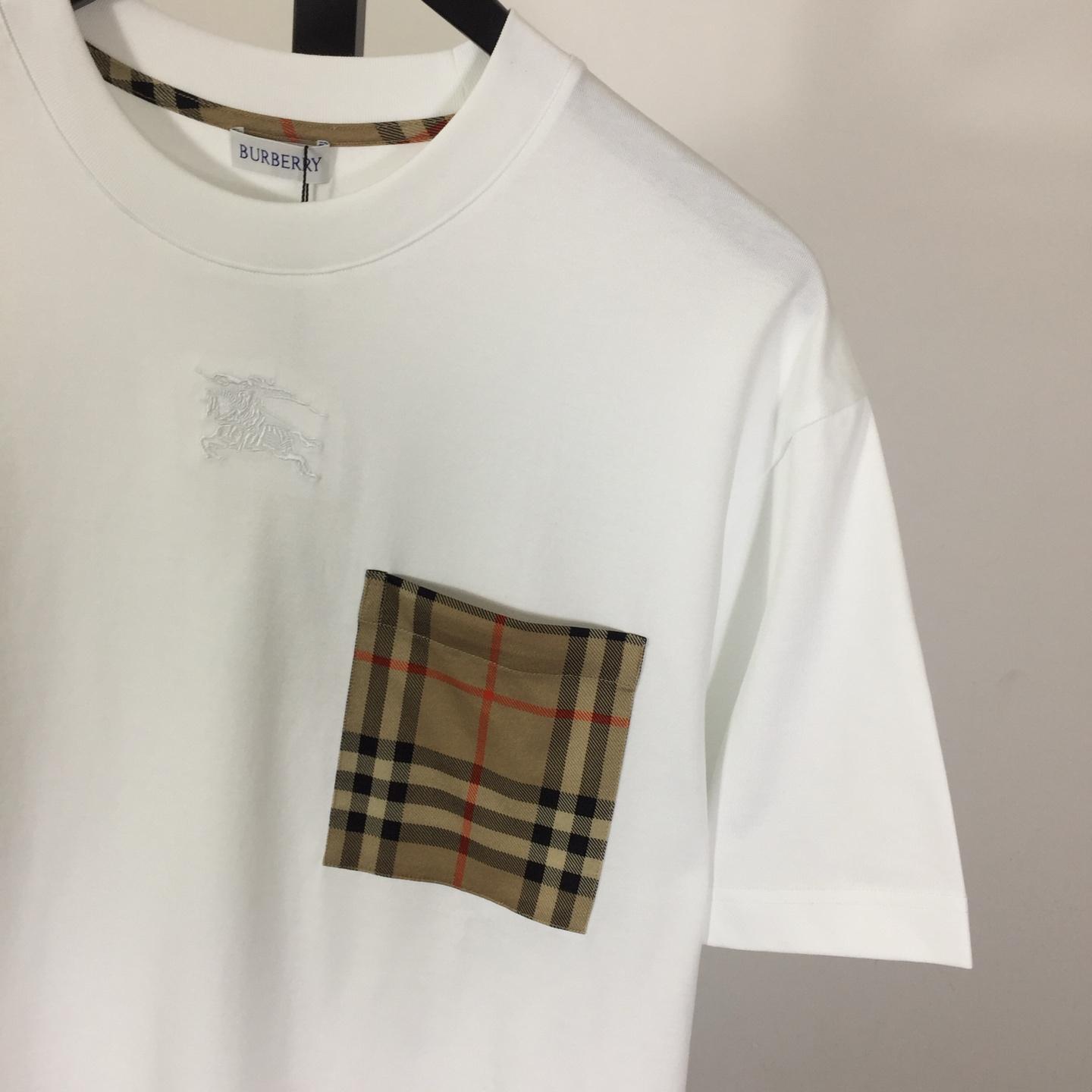 Burberry Check Pocket Cotton T-shirt - FashionPlug