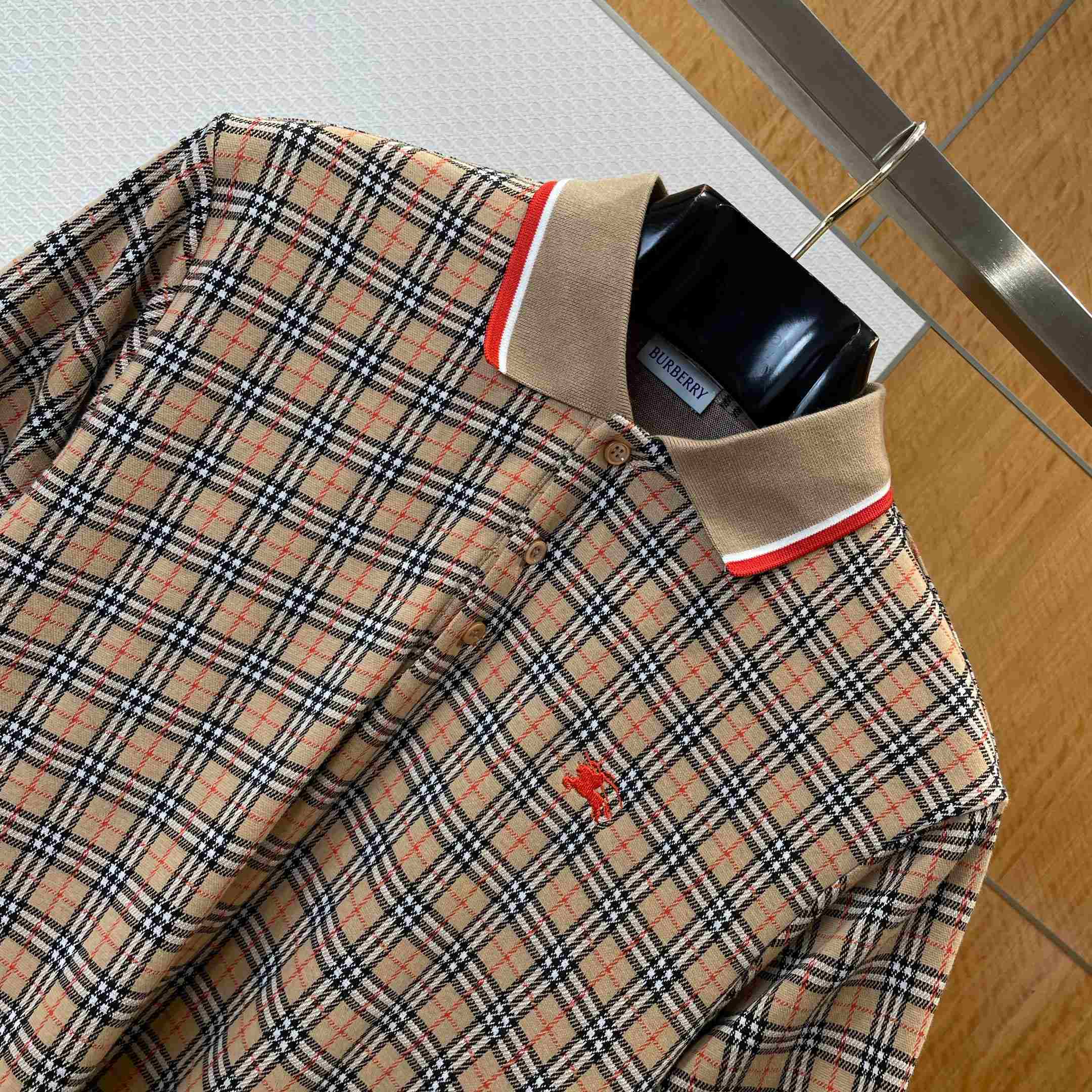 Burberry Check Cotton Blend Polo Shirt - FashionPlug