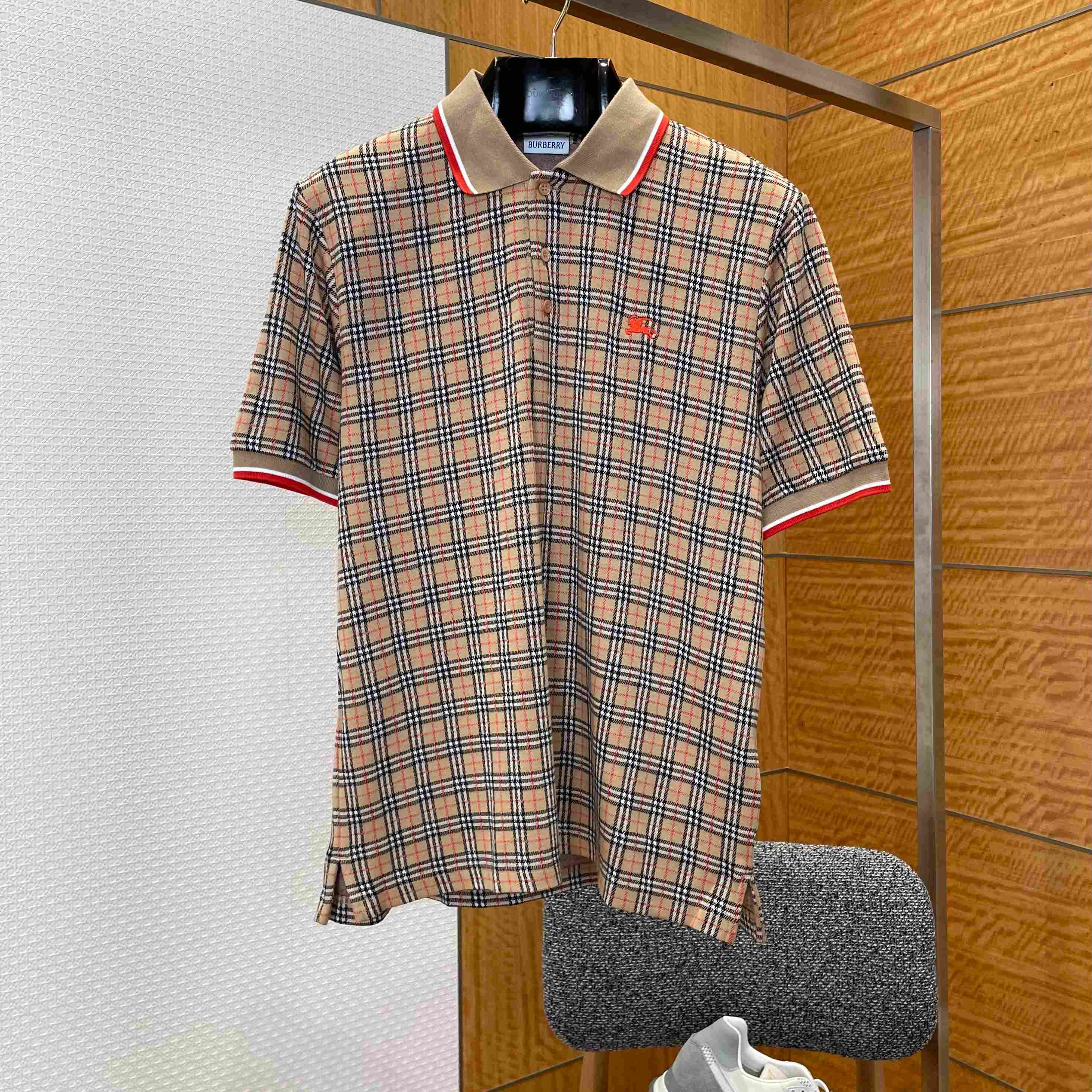 Burberry Check Cotton Blend Polo Shirt - FashionPlug
