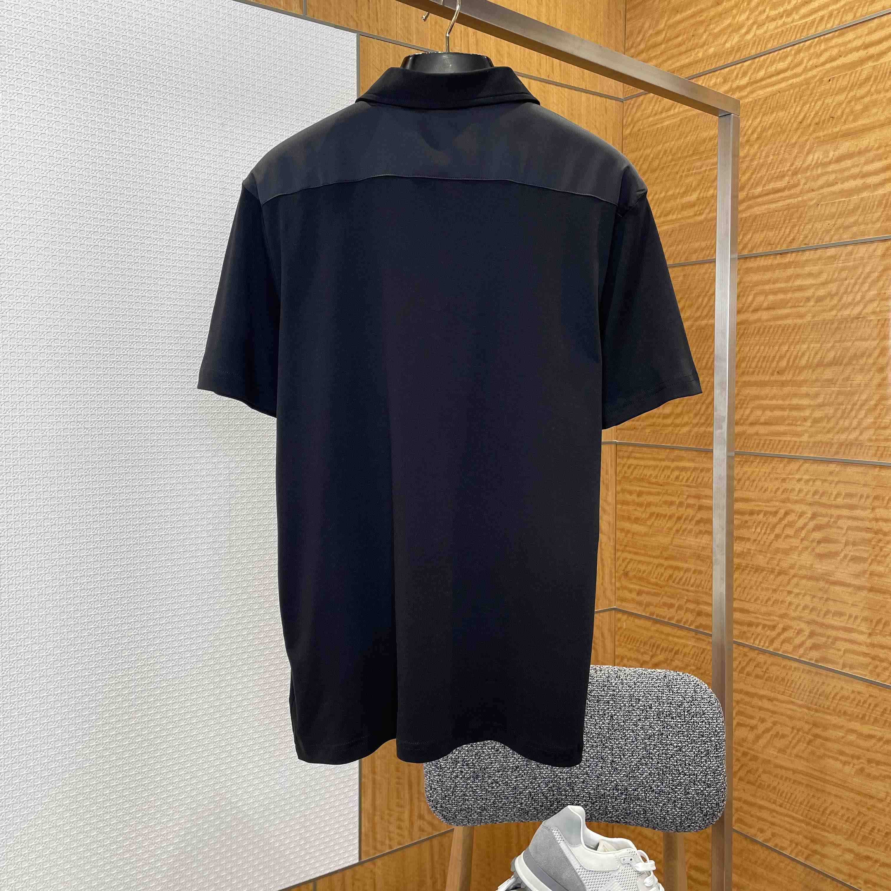 Prada Stretch Cotton Polo Shirt With Re-Nylon Details - FashionPlug