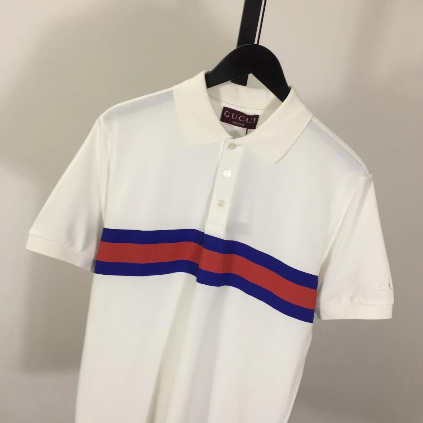 Gucci Cotton Piquet Polo Shirt With Web  - FashionPlug