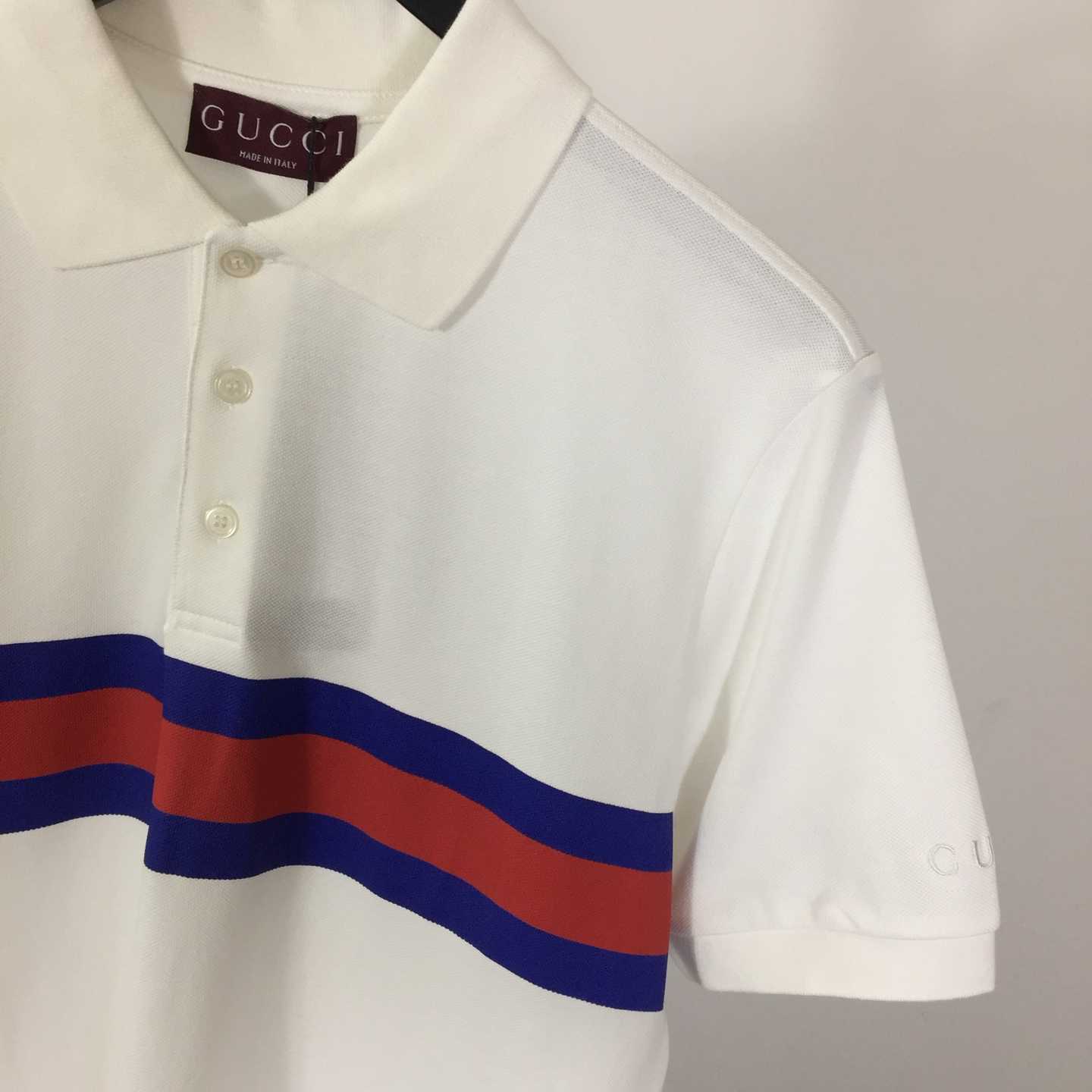 Gucci Cotton Piquet Polo Shirt With Web  - FashionPlug
