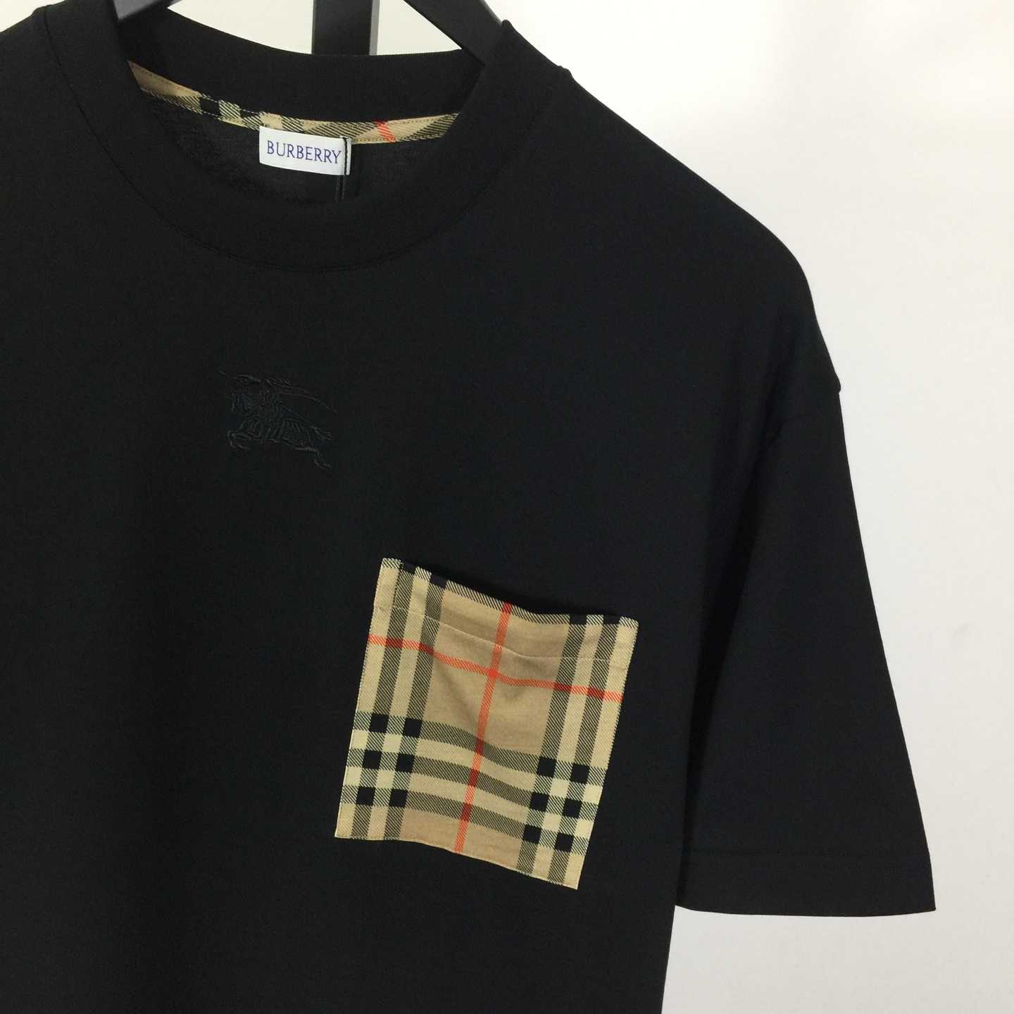 Burberry Check Pocket Cotton T-shirt - FashionPlug