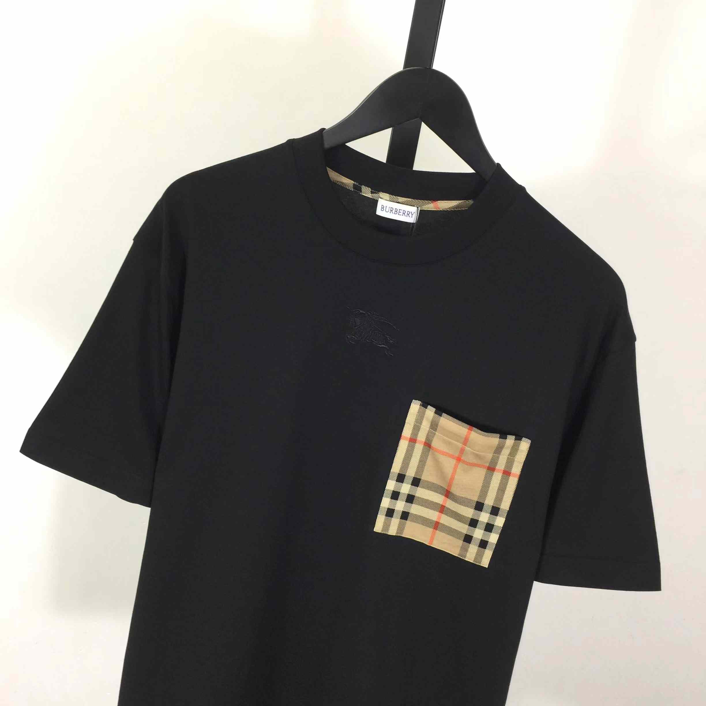 Burberry Check Pocket Cotton T-shirt - FashionPlug