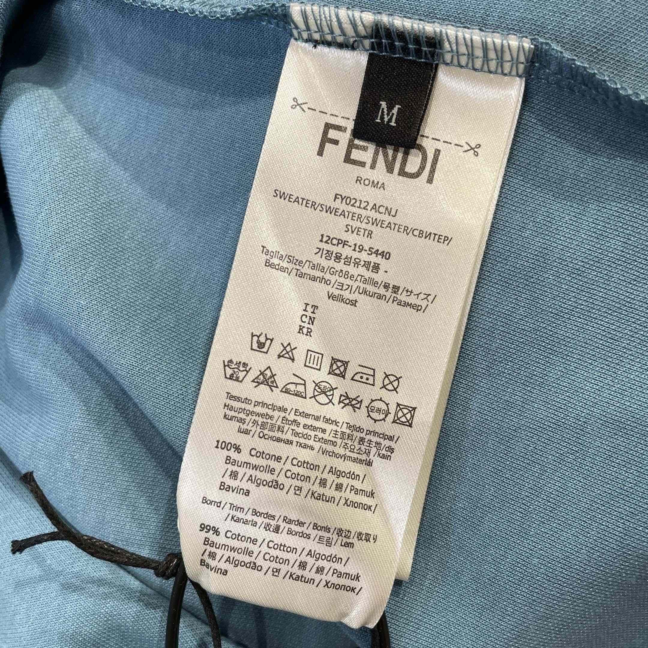 Fendi Light Blue Cotton T-shirt - FashionPlug