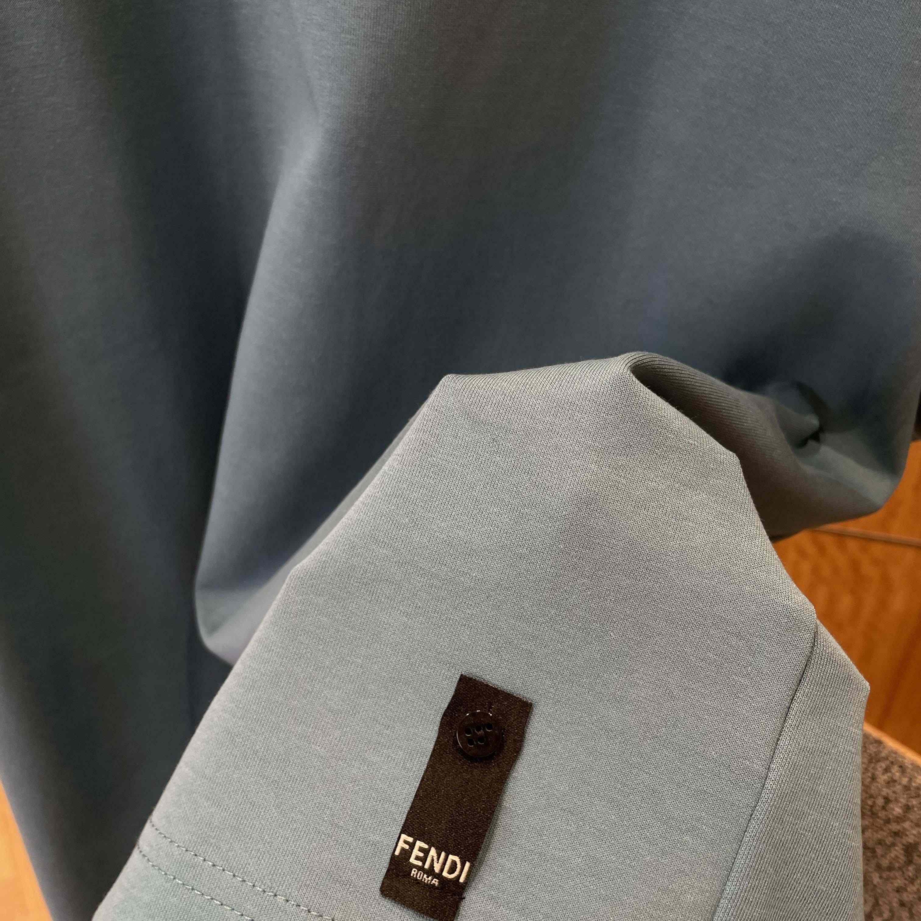 Fendi Light Blue Cotton T-shirt - FashionPlug